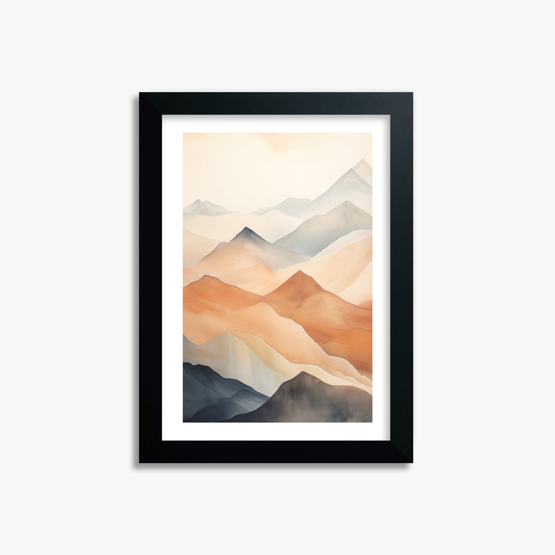 Misty Peaks, 21x30cm Black Framed Art Reproduction