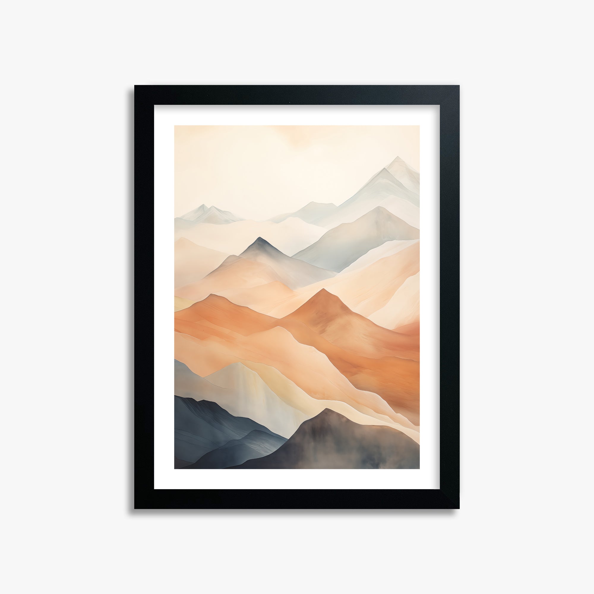 Misty Peaks, 30x40cm Black Framed Art Reproduction