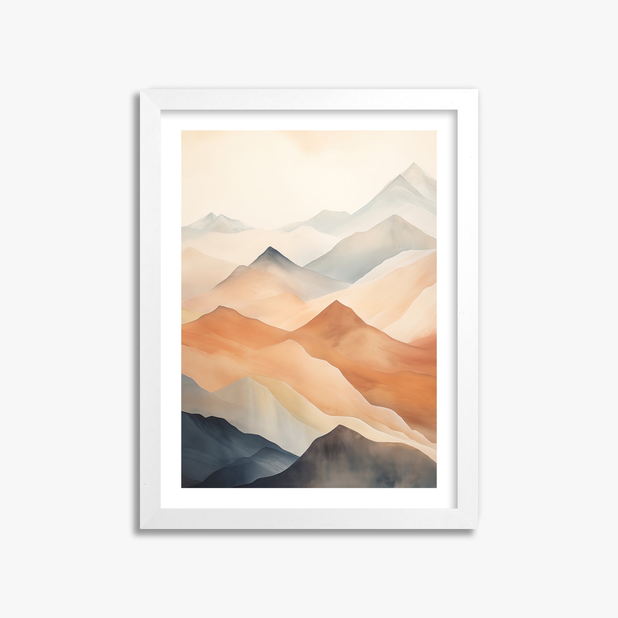 Misty Peaks, 30x40cm Whitek Framed Art Reproduction