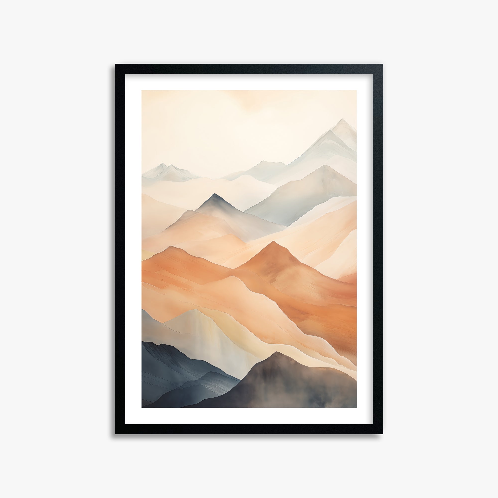 Misty Peaks, 50x70cm Black Framed Art Reproduction