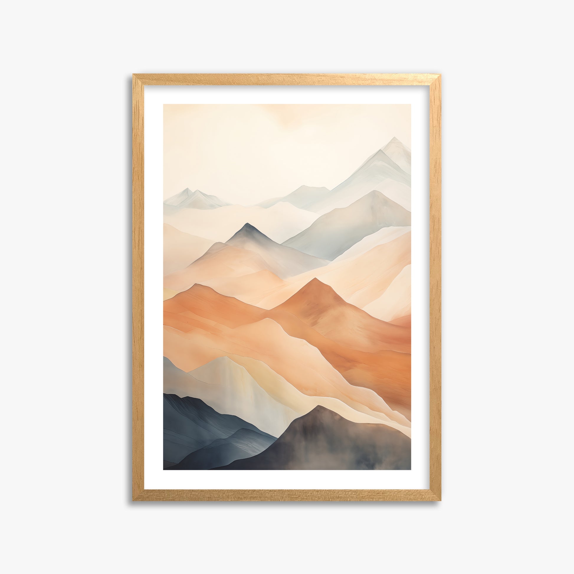 Misty Peaks, 50x70cm Oak Framed Art Reproduction