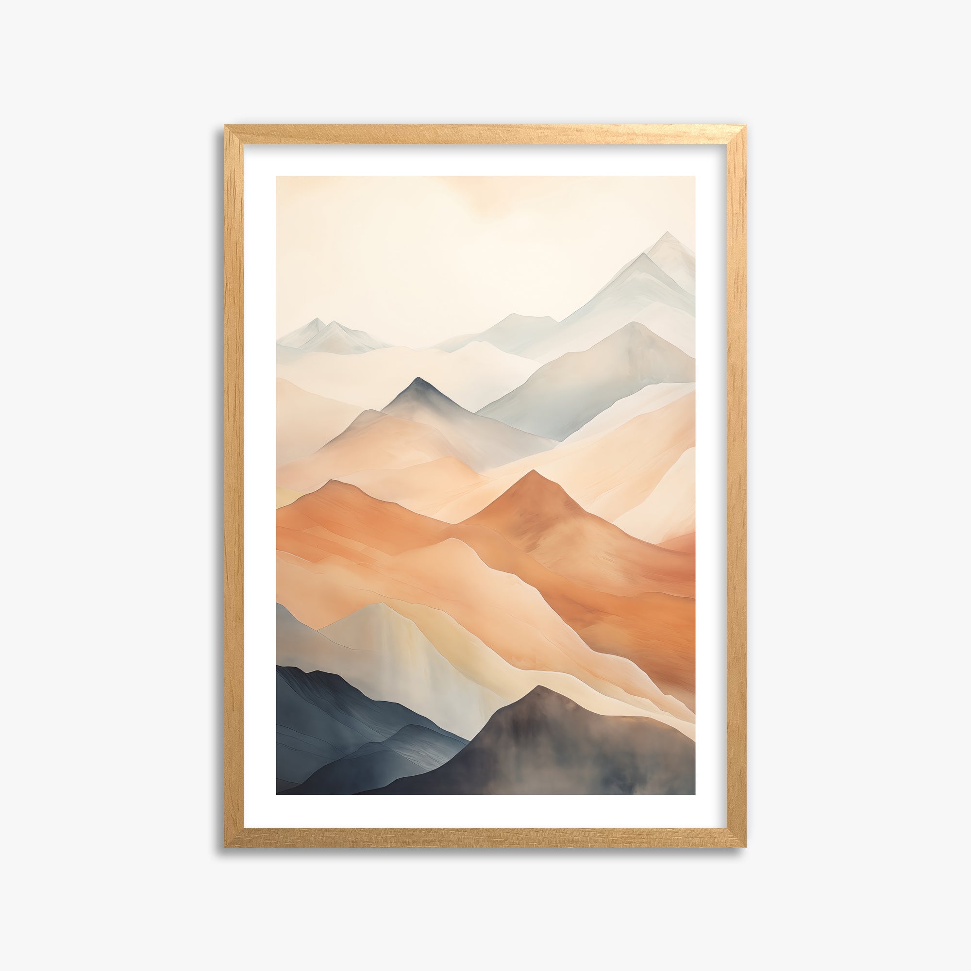Misty Peaks, 50x70cm Oak Framed Art Reproduction