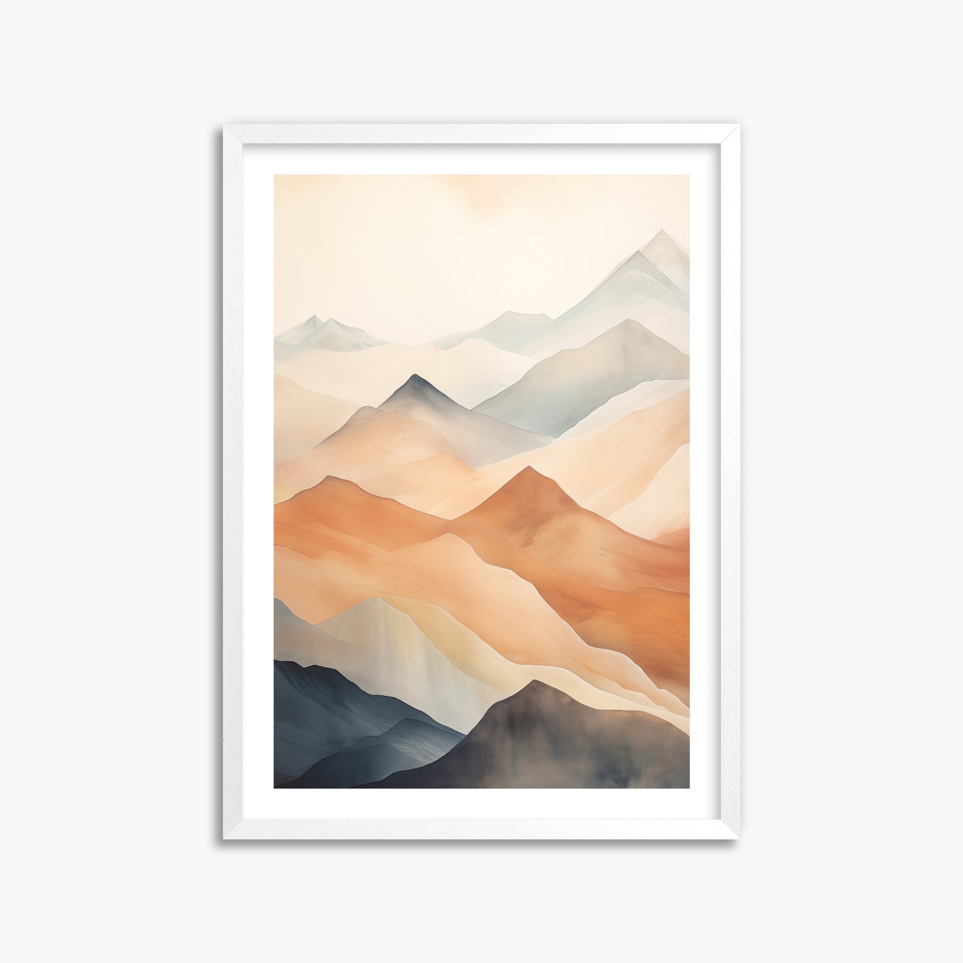 Misty Peaks, 50x70cm Whitek Framed Art Reproduction