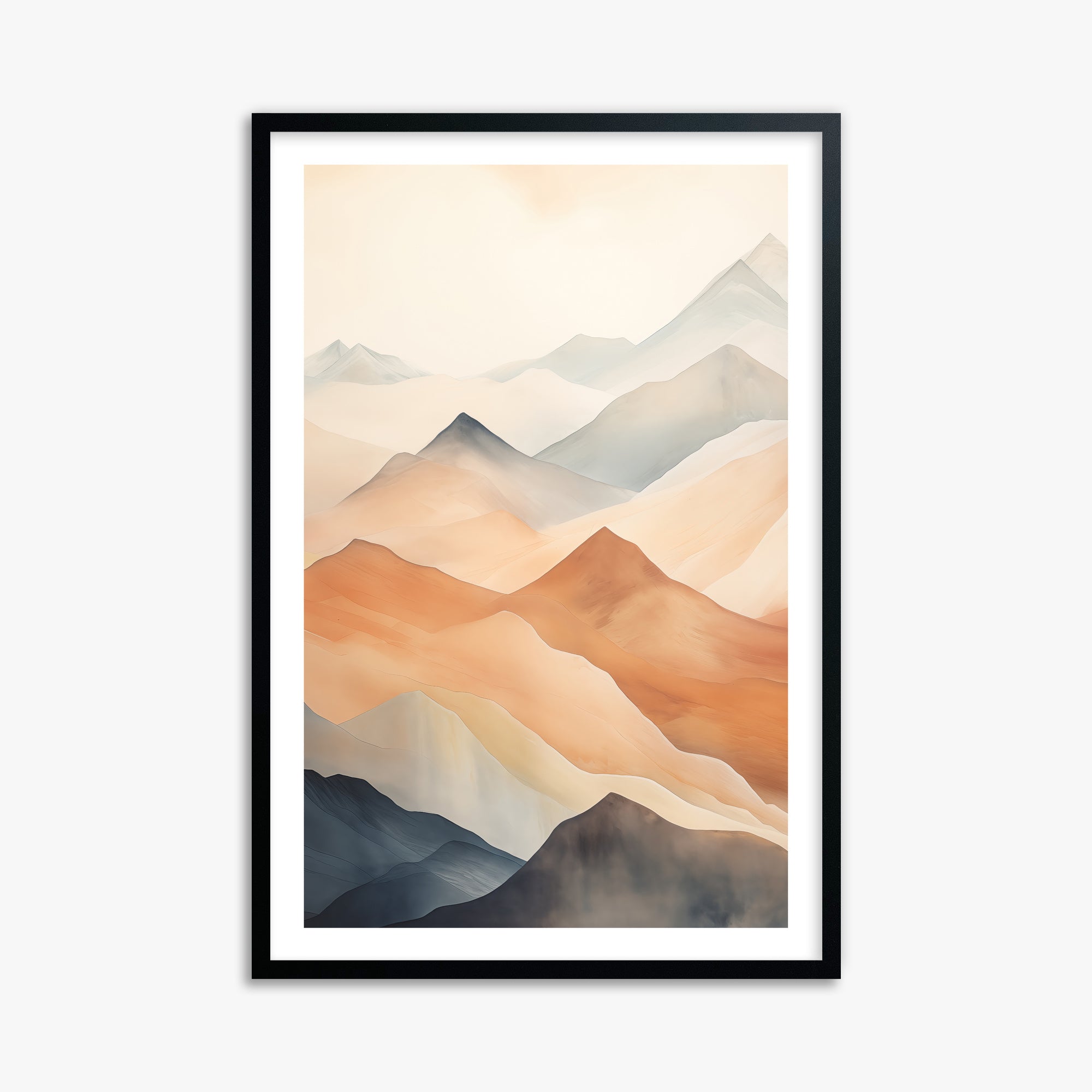 Misty Peaks, 61x91cm Black Framed Art Reproduction