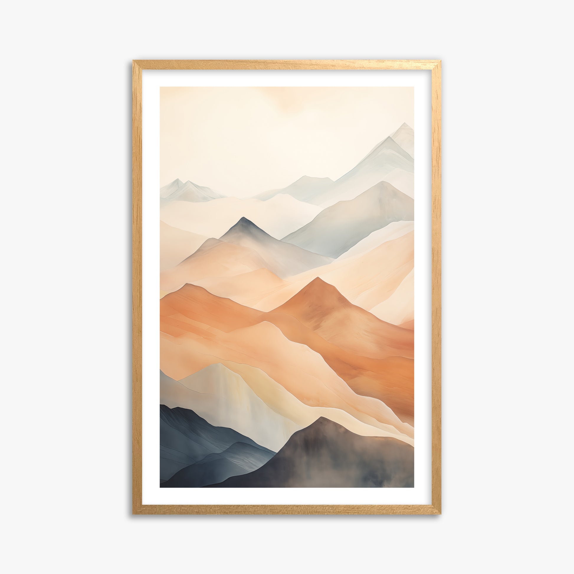 Misty Peaks, 61x91cm Oak Framed Art Reproduction