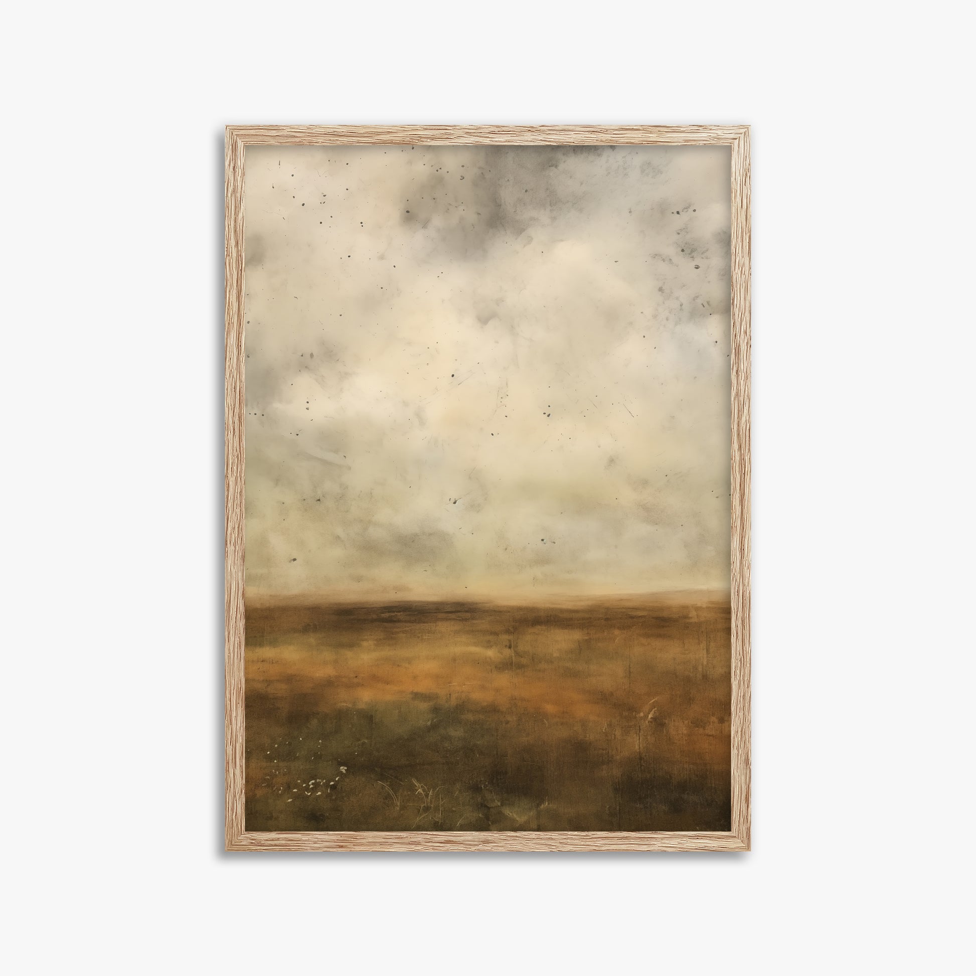 Amber Prairie Horizon, 50x70cm Framed Art Reproduction With Raw Oak Frame