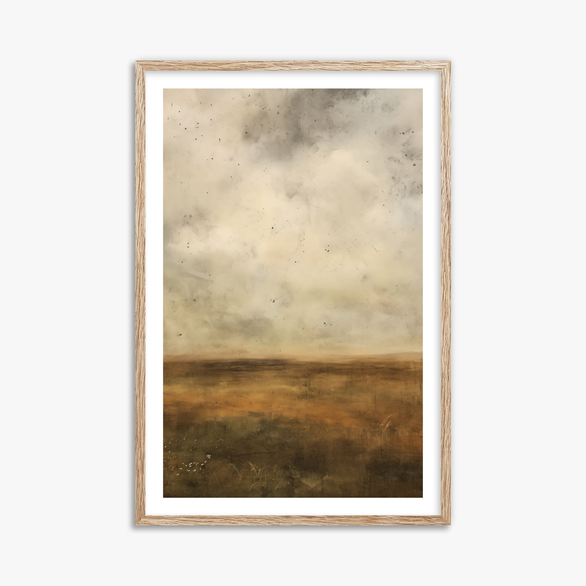 Amber Prairie Horizon, 61x91cm Framed Art Reproduction With Raw Oak Frame