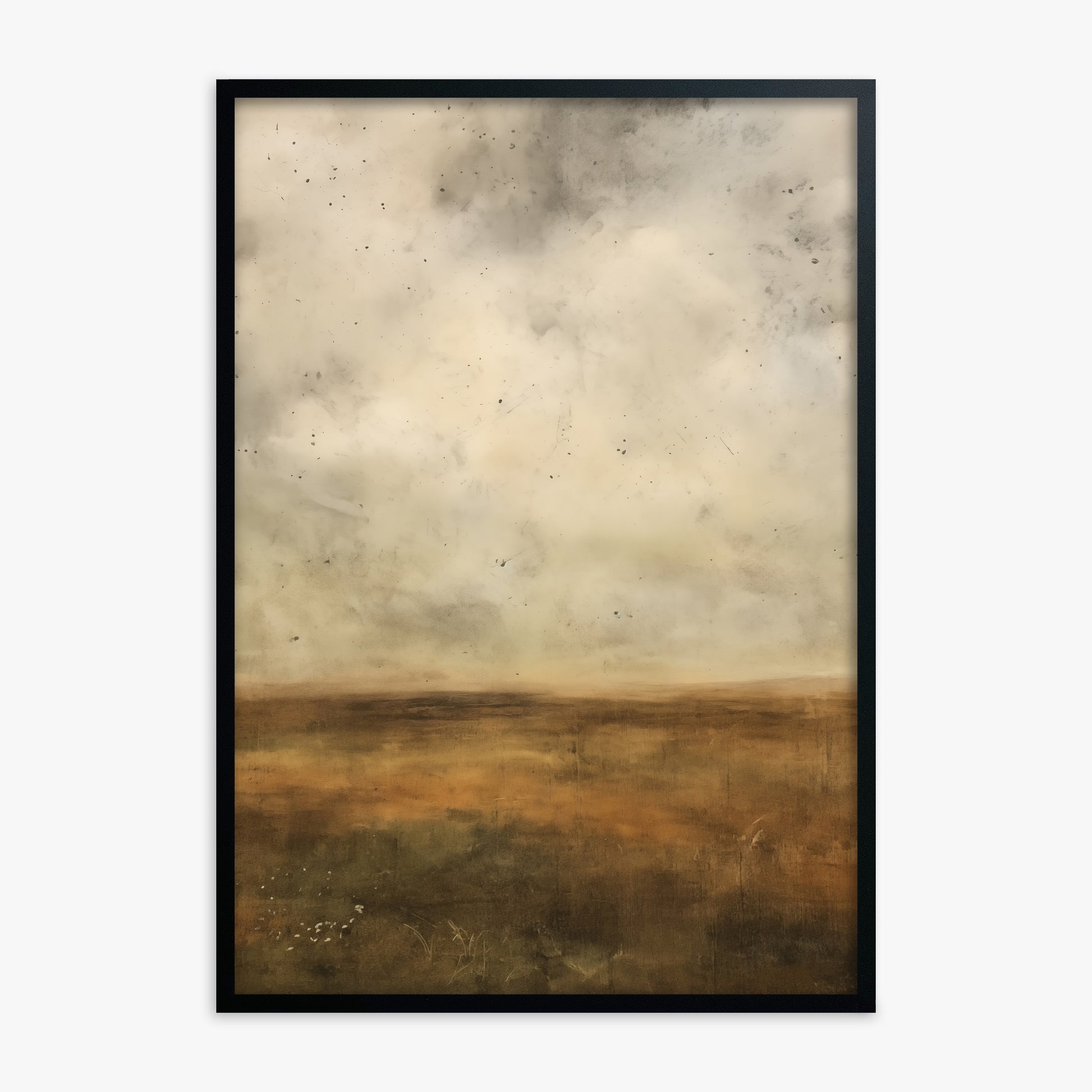 Amber Prairie Horizon, Black Framed Poster With Black Frame