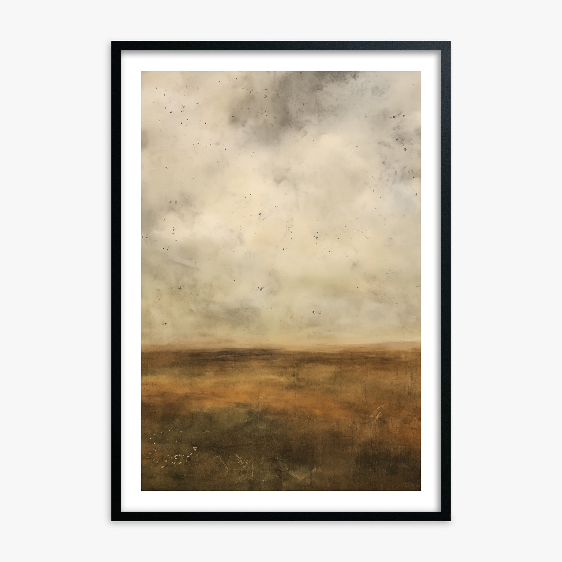 Amber Prairie Horizon, Black Framed Poster With Black Frame