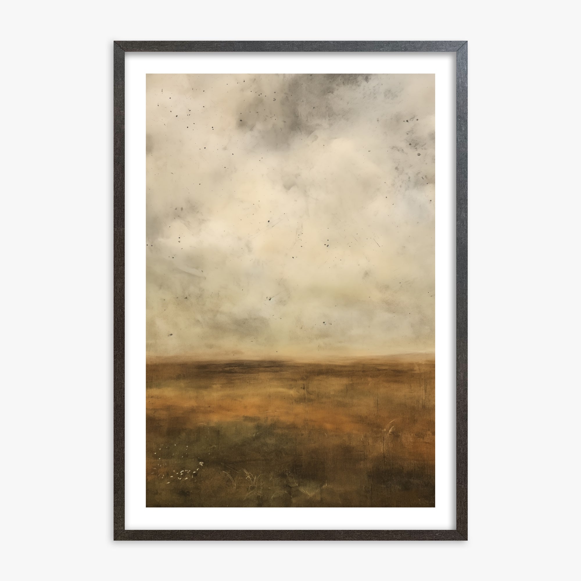 Amber Prairie Horizon, 70x100cm Framed Art Reproduction With Espresso Frame