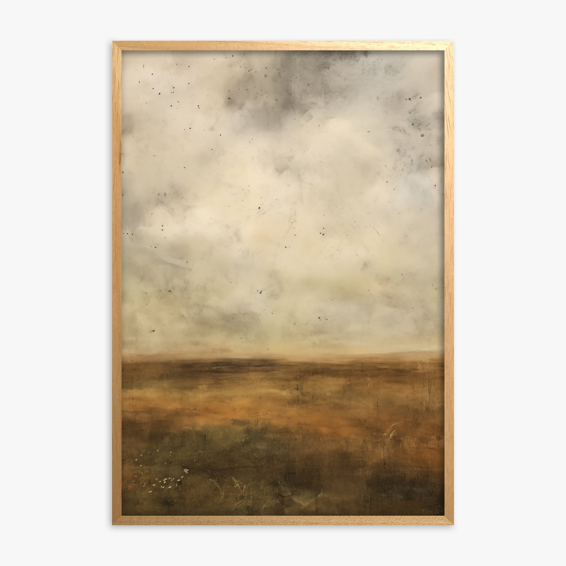 Amber Prairie Horizon, Oak Framed Poster With Oak Frame