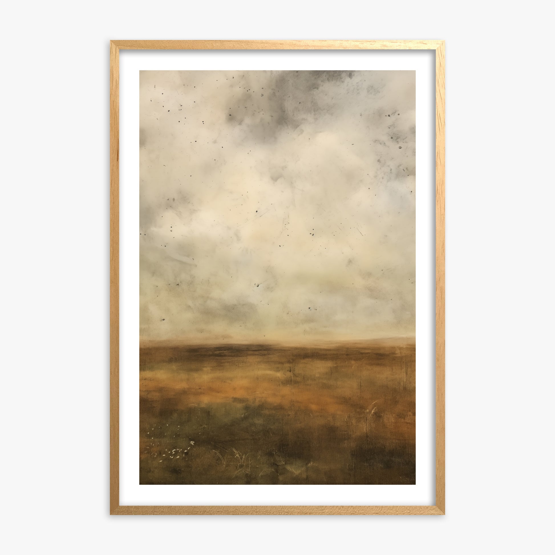 Amber Prairie Horizon, Oak Framed Poster With Oak Frame