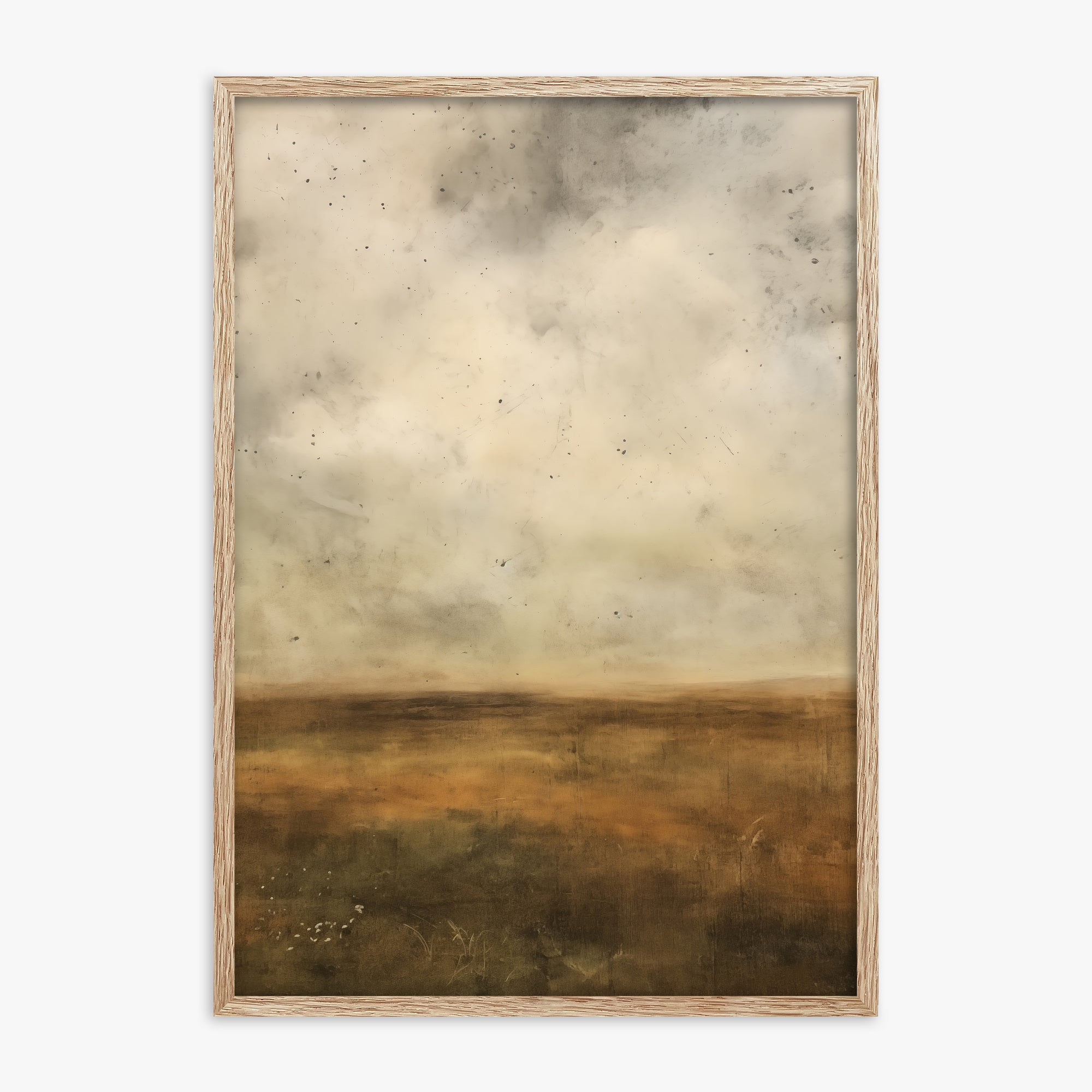 Amber Prairie Horizon, 70x100cm Framed Art Reproduction With Raw Oak Frame