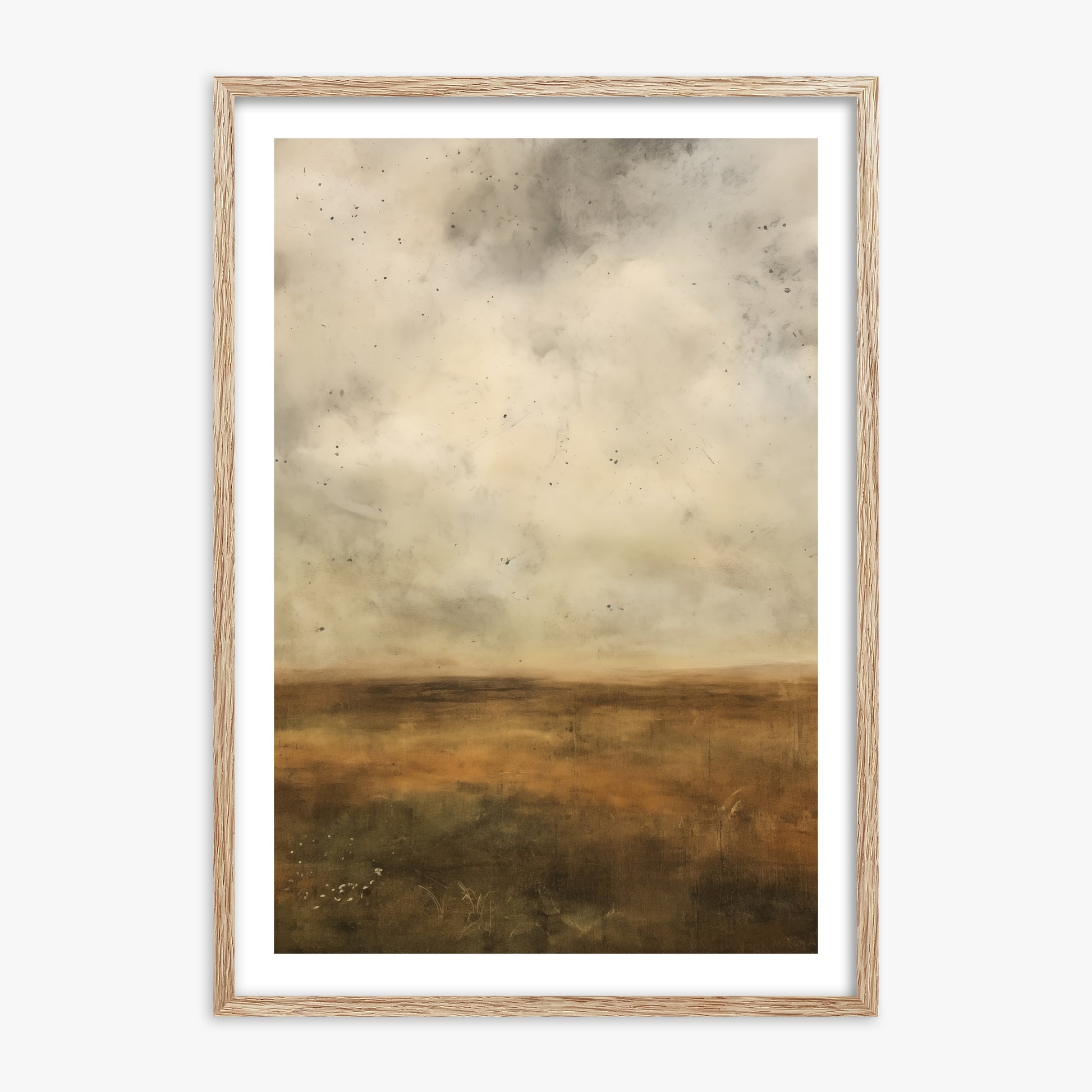 Amber Prairie Horizon, 70x100cm Framed Art Reproduction With Raw Oak Frame