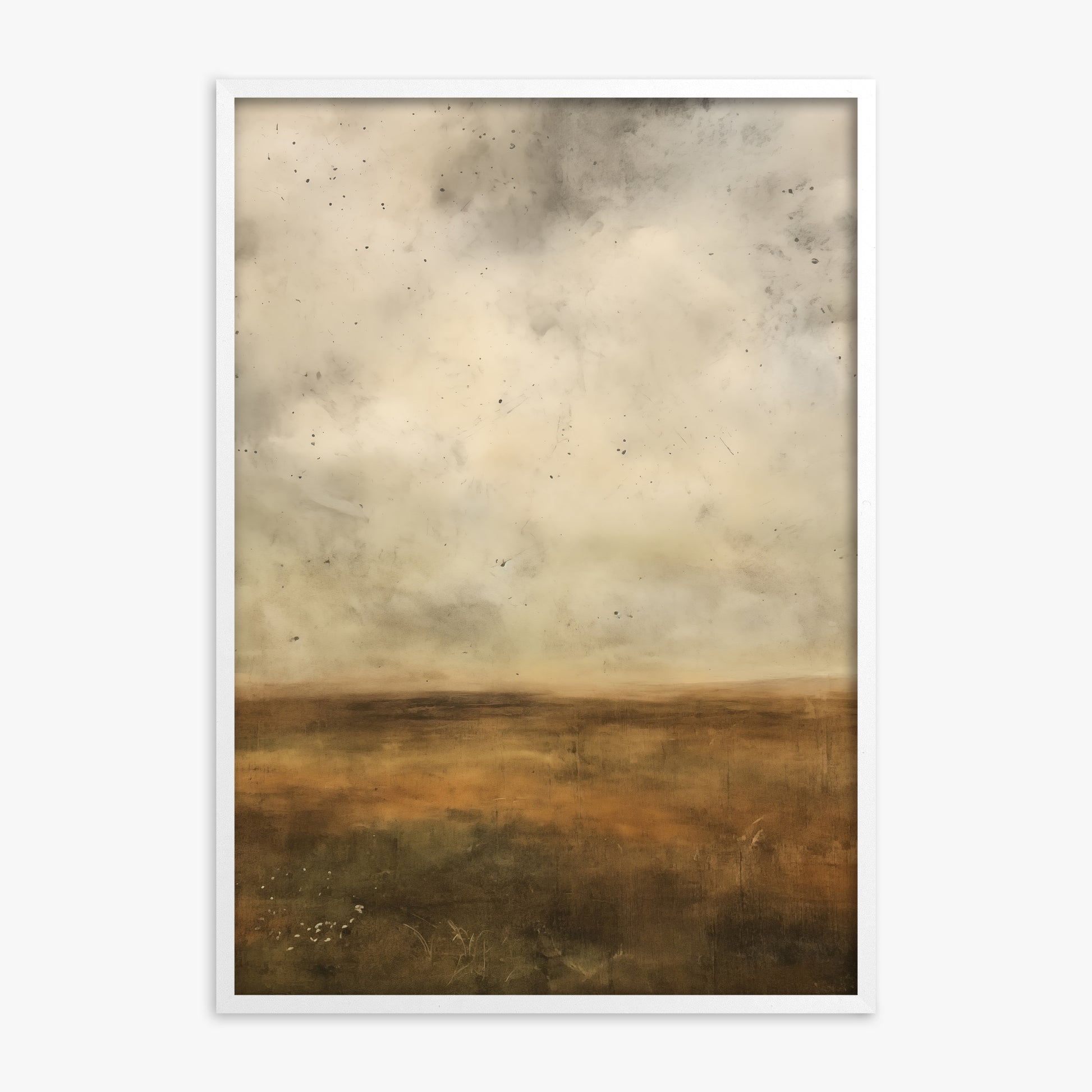 Amber Prairie Horizon, White Framed Poster With White Frame
