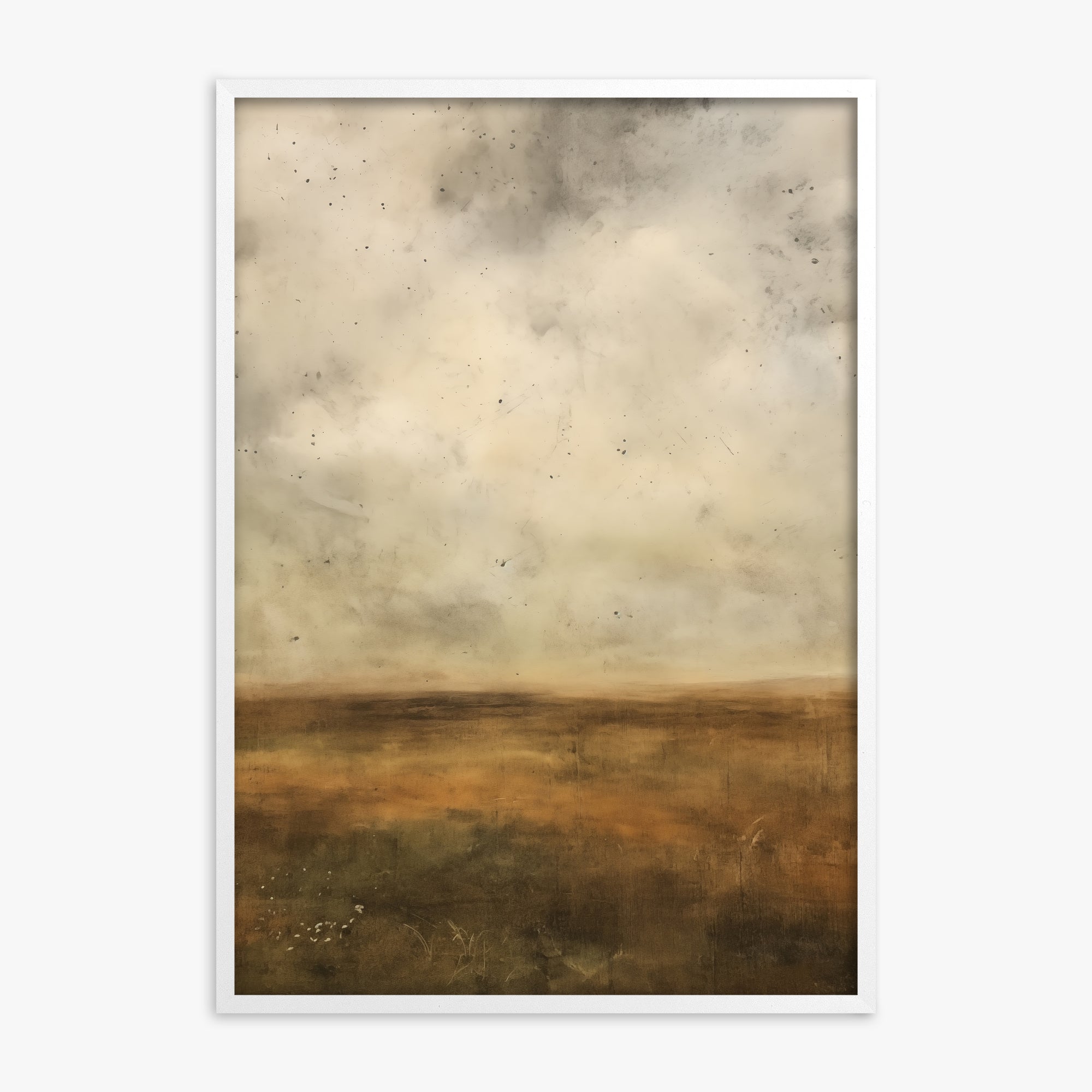 Amber Prairie Horizon, White Framed Poster With White Frame