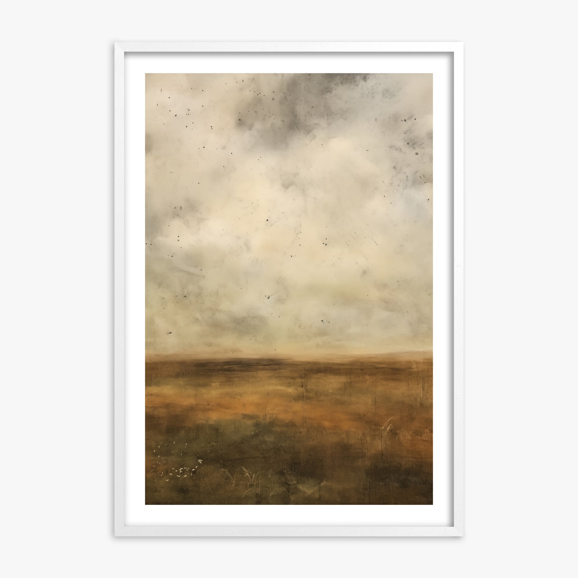 Amber Prairie Horizon, White Framed Poster With White Frame