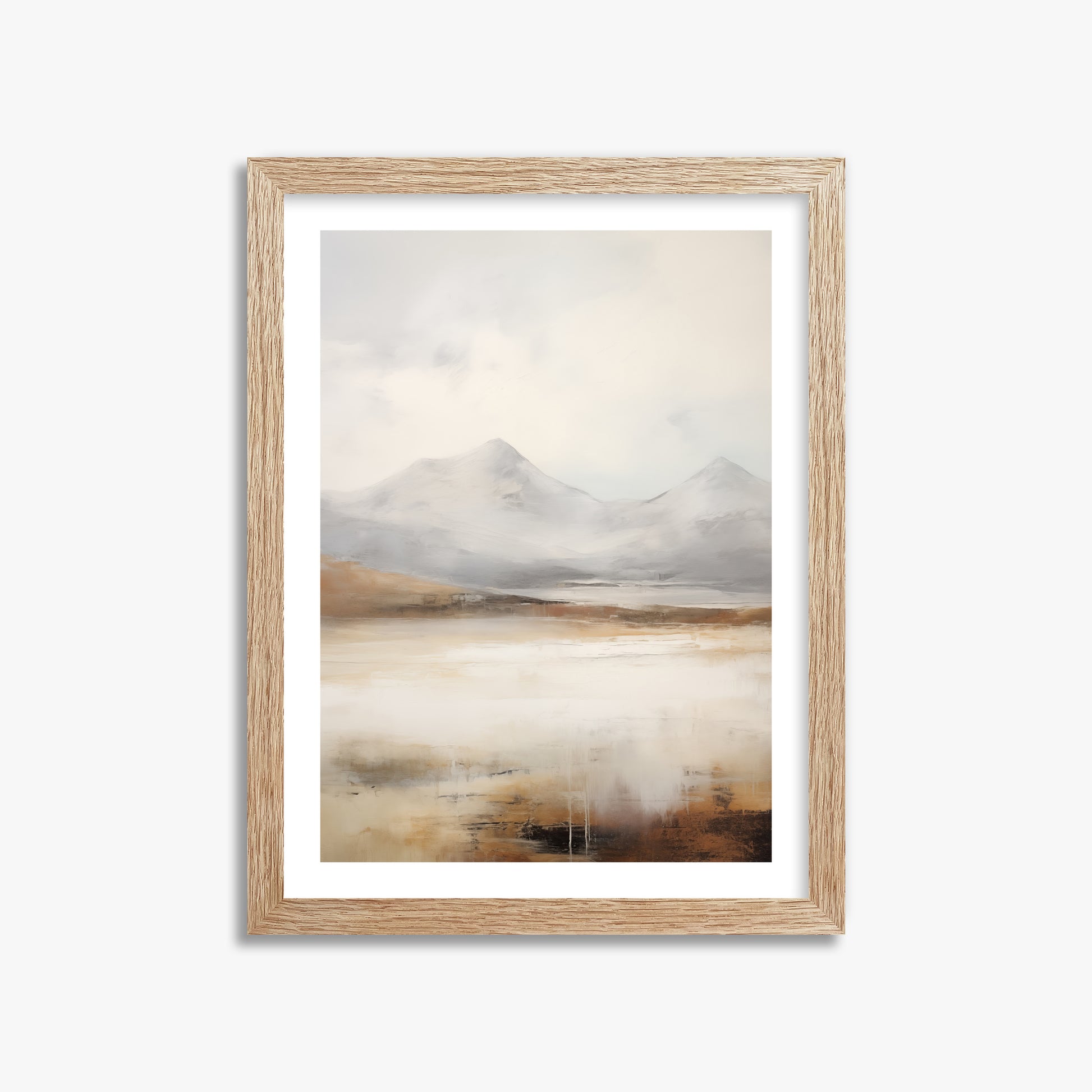 Serene Highlands, 30x40cm Framed Art Reproduction With Raw Oak Frame