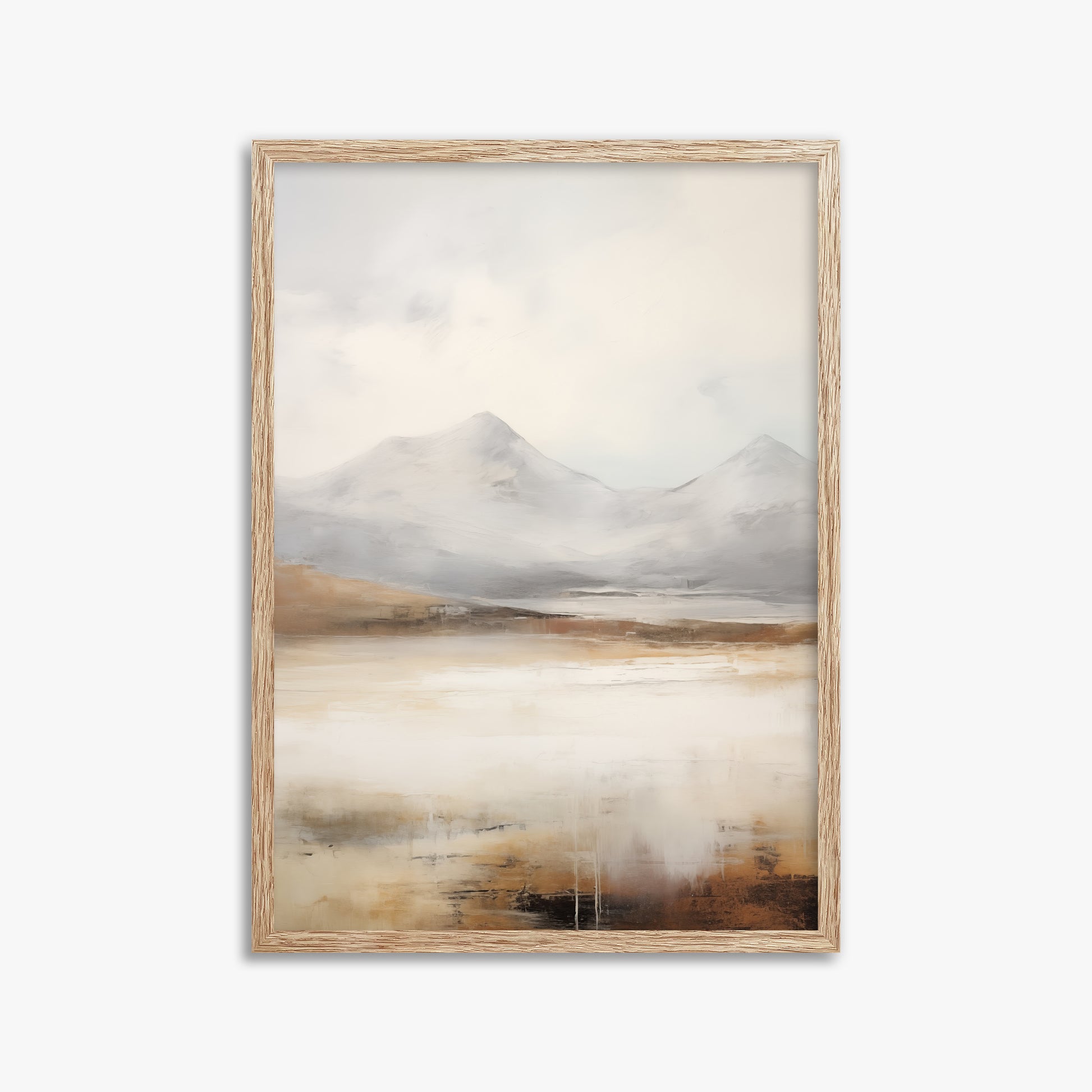 Serene Highlands, 50x70cm Framed Art Reproduction With Raw Oak Frame