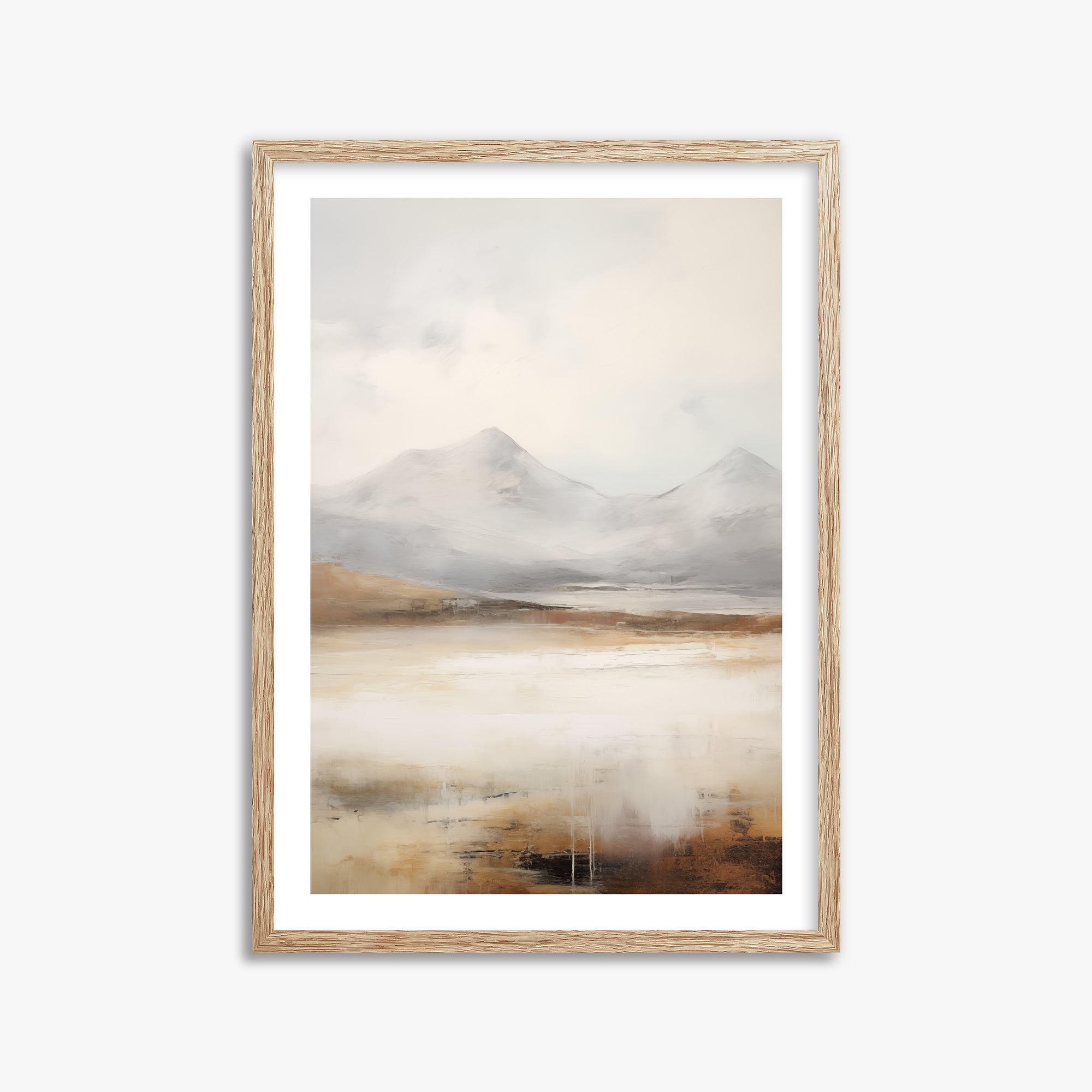 Serene Highlands, 50x70cm Framed Art Reproduction With Raw Oak Frame