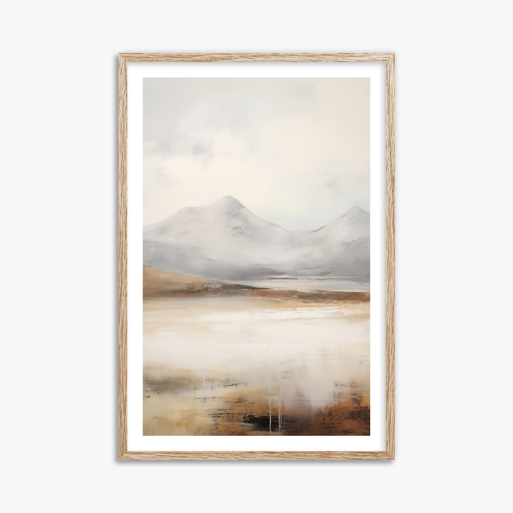 Serene Highlands, 61x91cm Framed Art Reproduction With Raw Oak Frame