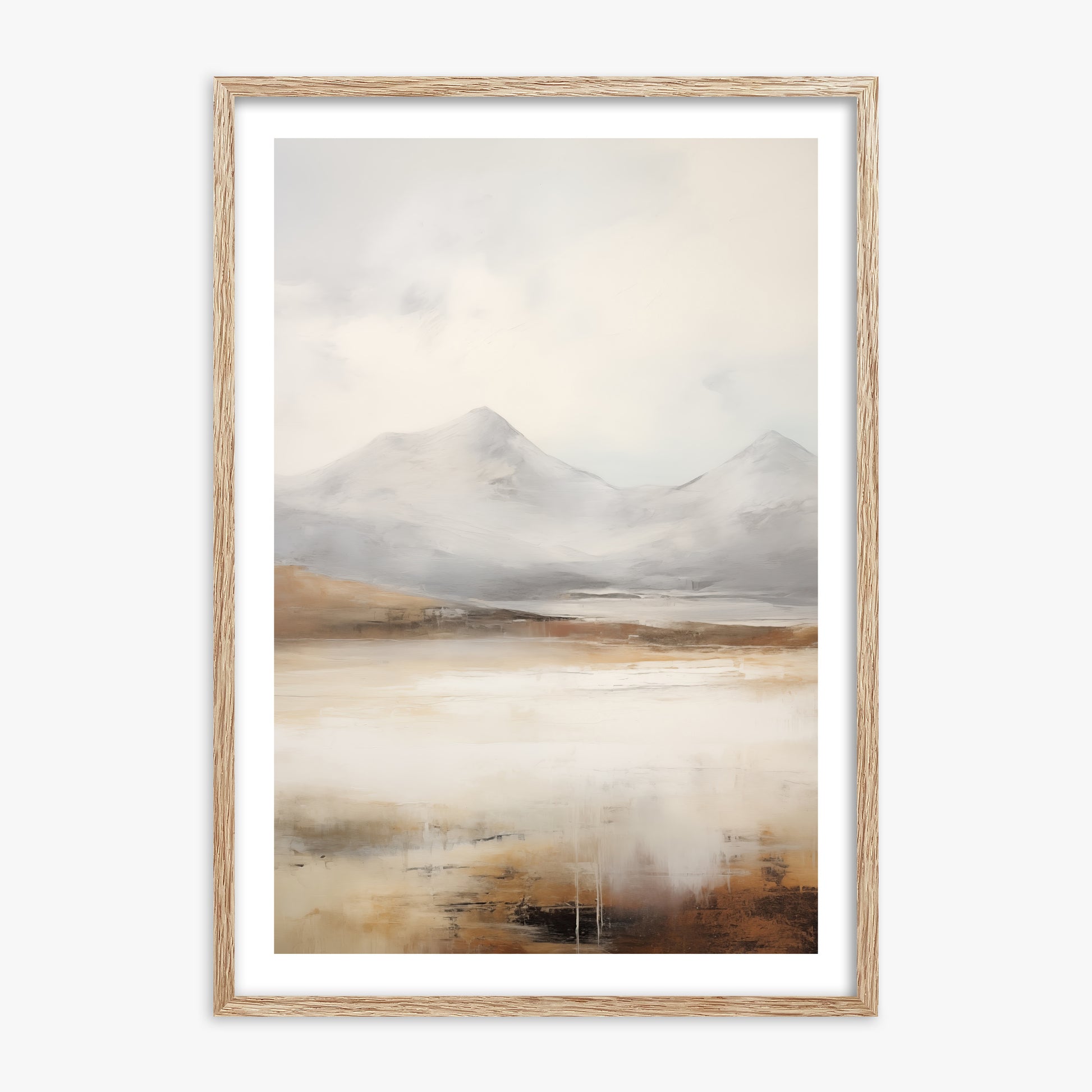 Serene Highlands, 70x100cm Framed Art Reproduction With Raw Oak Frame