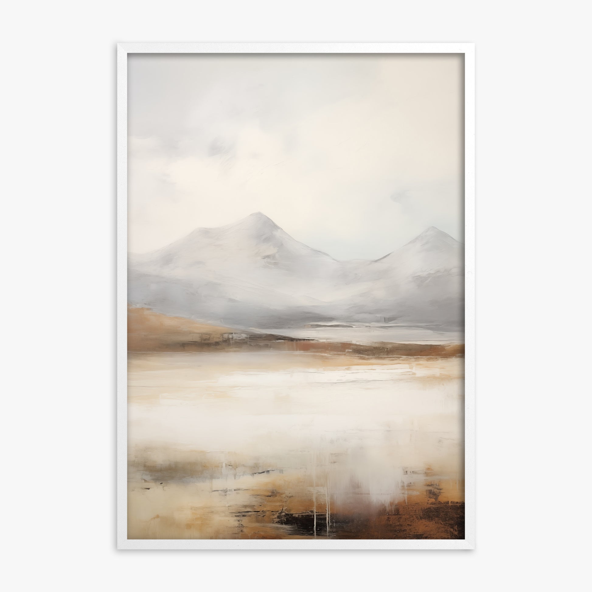 Serene Highlands, White Framed Poster With White Frame