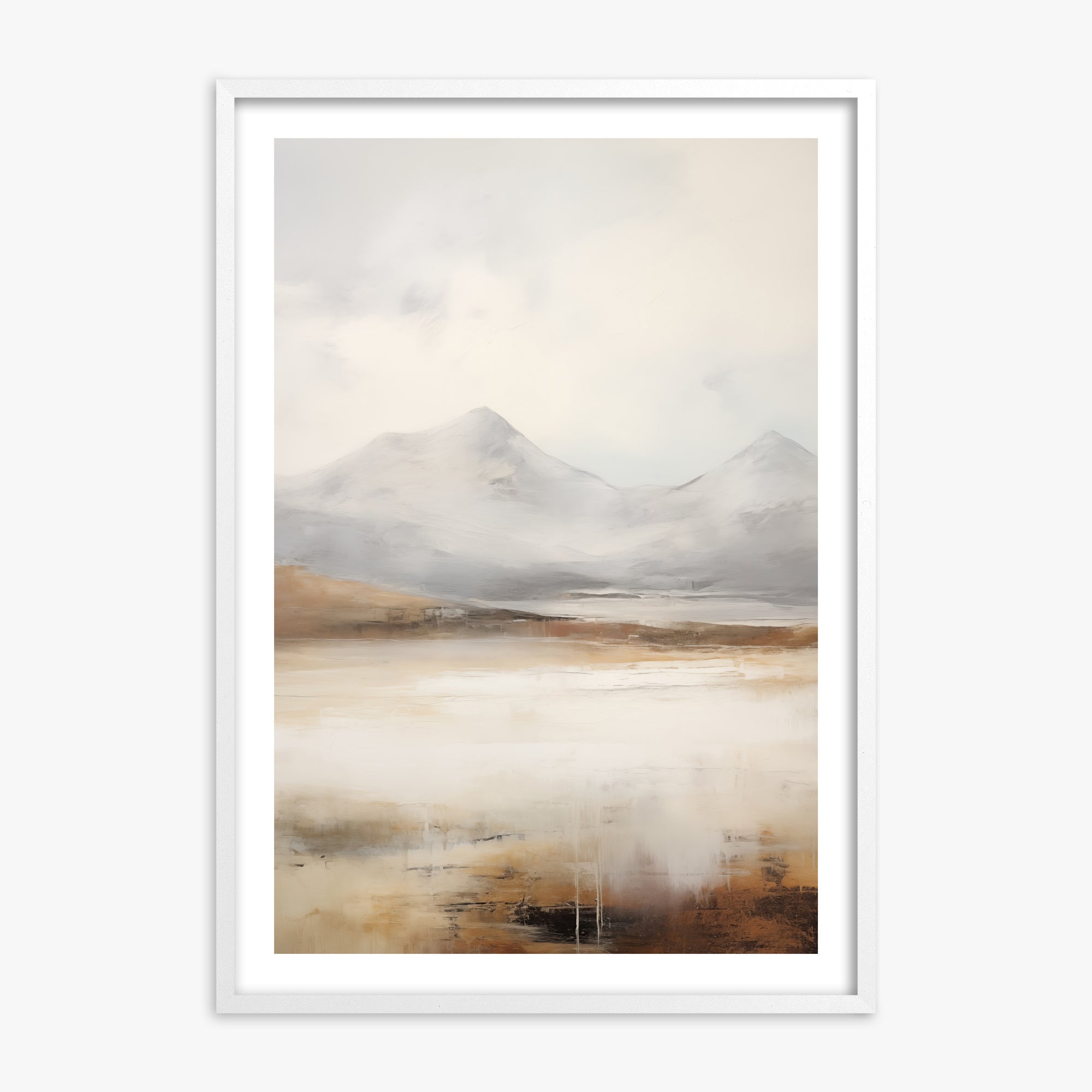 Serene Highlands, White Framed Poster With White Frame