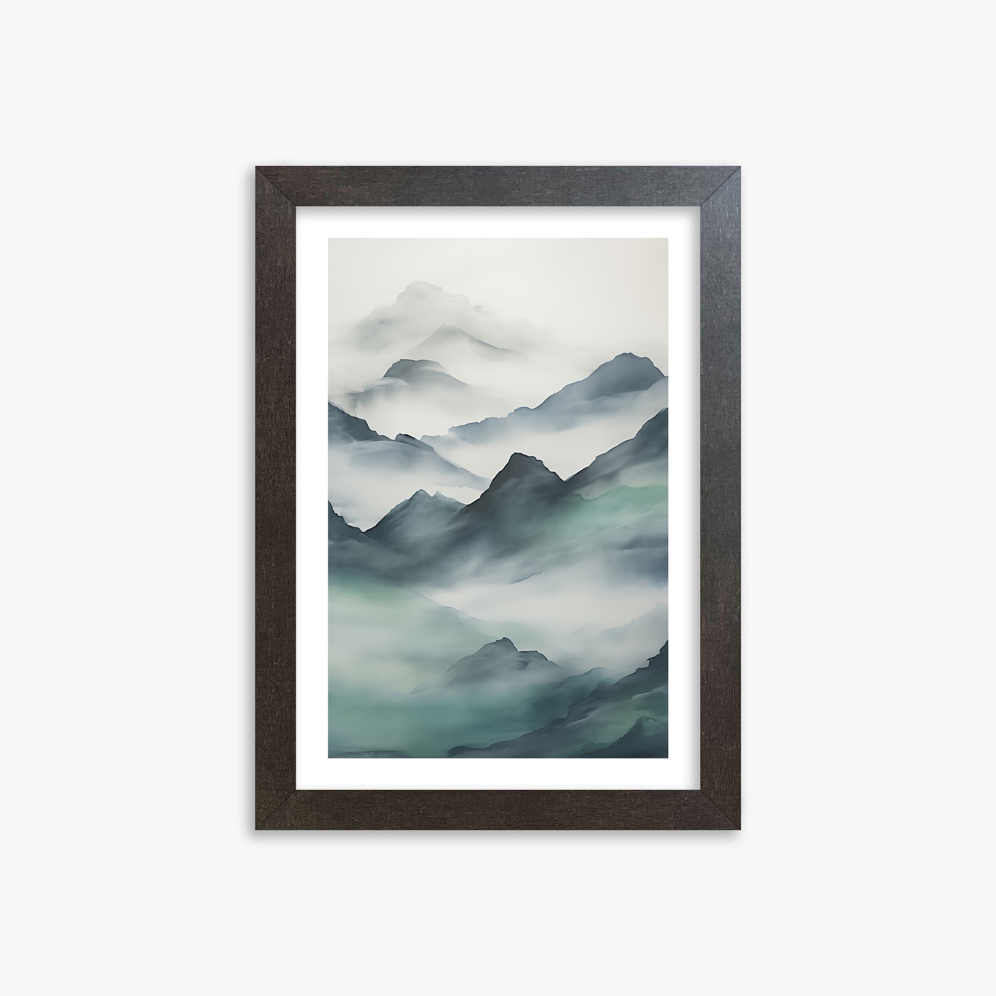 Ethereal Peaks, 21x30cm Framed Art Reproduction With Espresso Frame