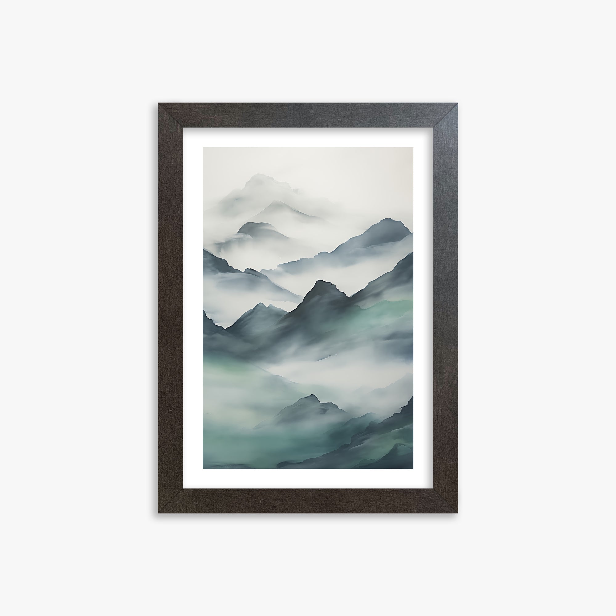 Ethereal Peaks, 21x30cm Framed Art Reproduction With Espresso Frame