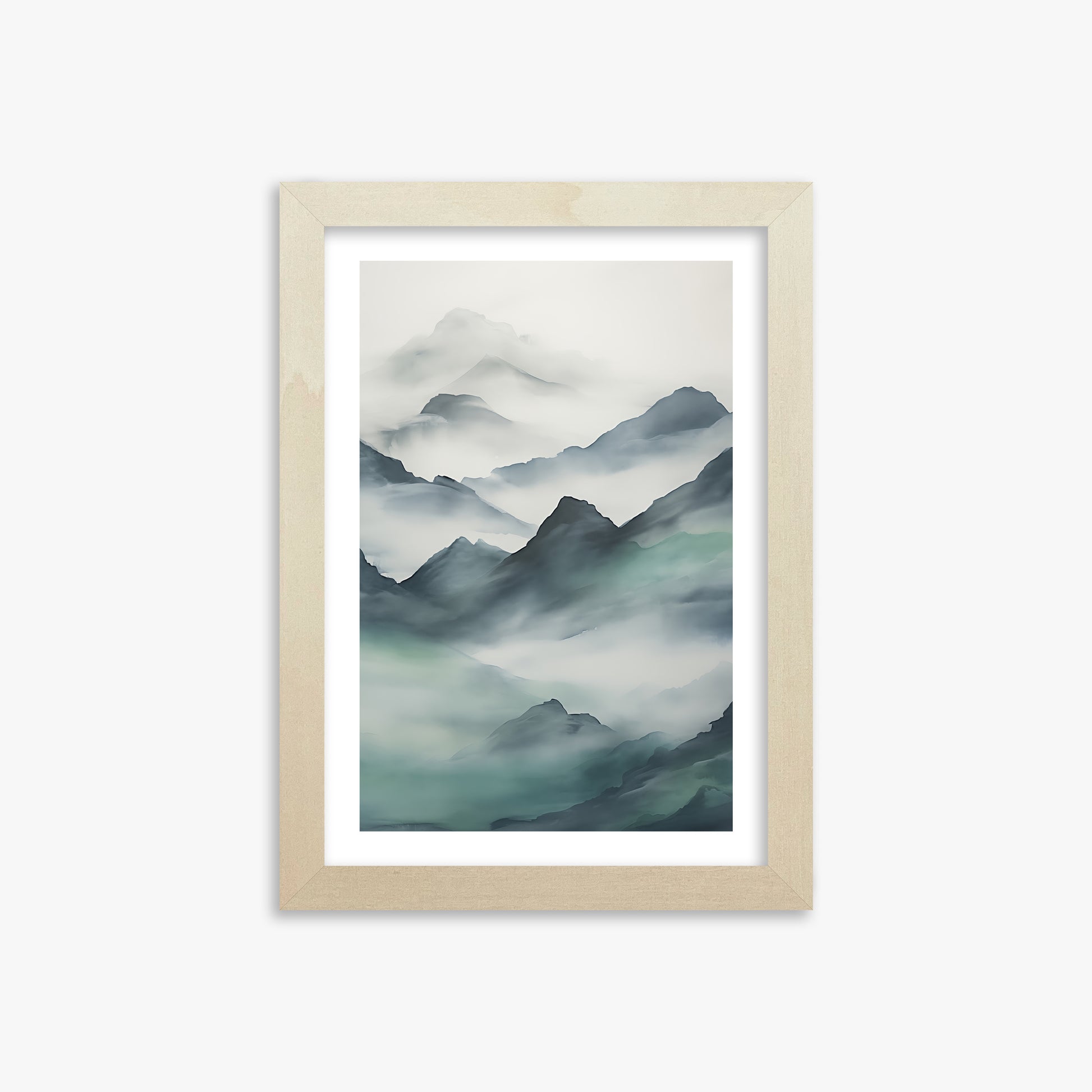 Ethereal Peaks, 21x30cm Framed Art Reproduction With Lime Wood Frame