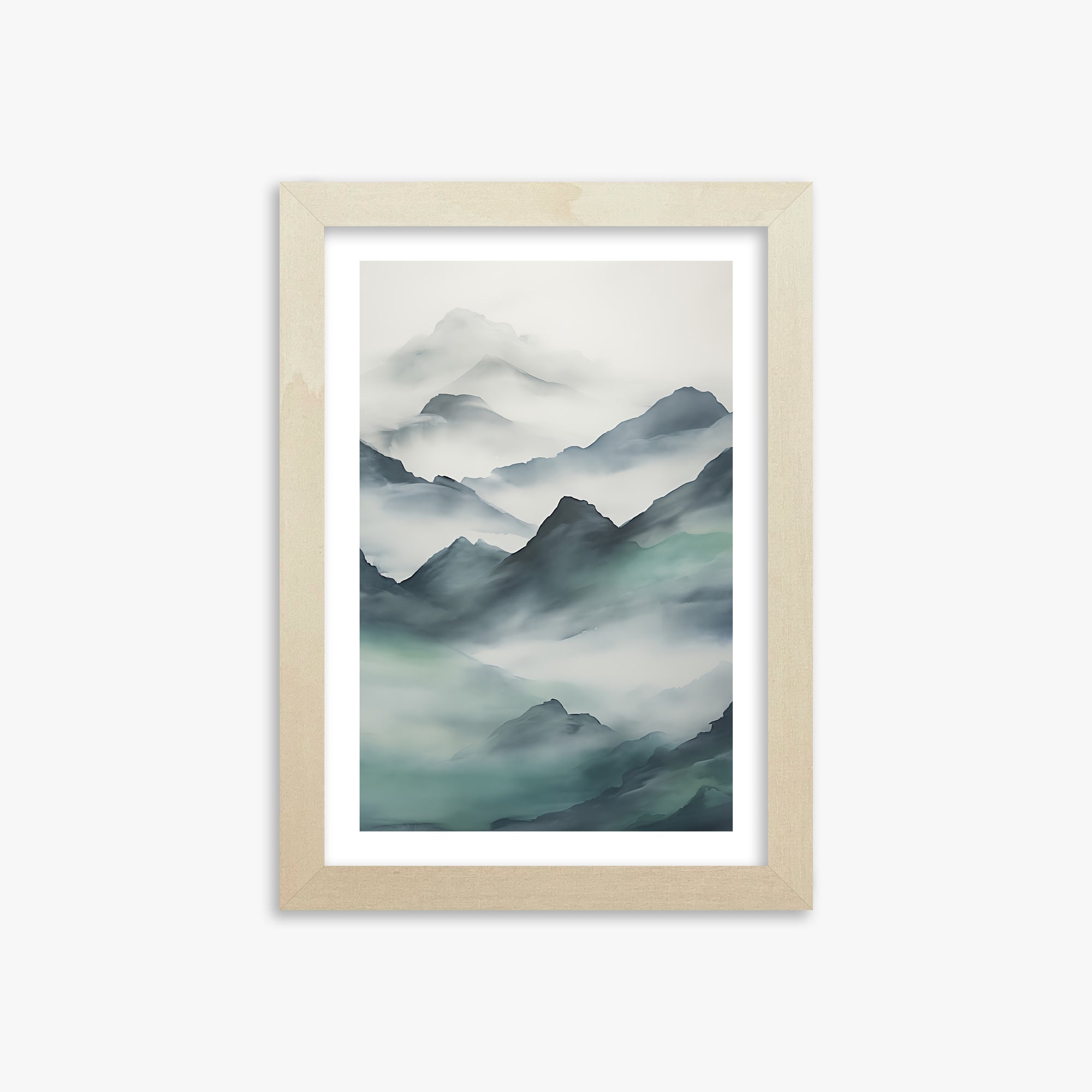 Ethereal Peaks, 21x30cm Framed Art Reproduction With Lime Wood Frame
