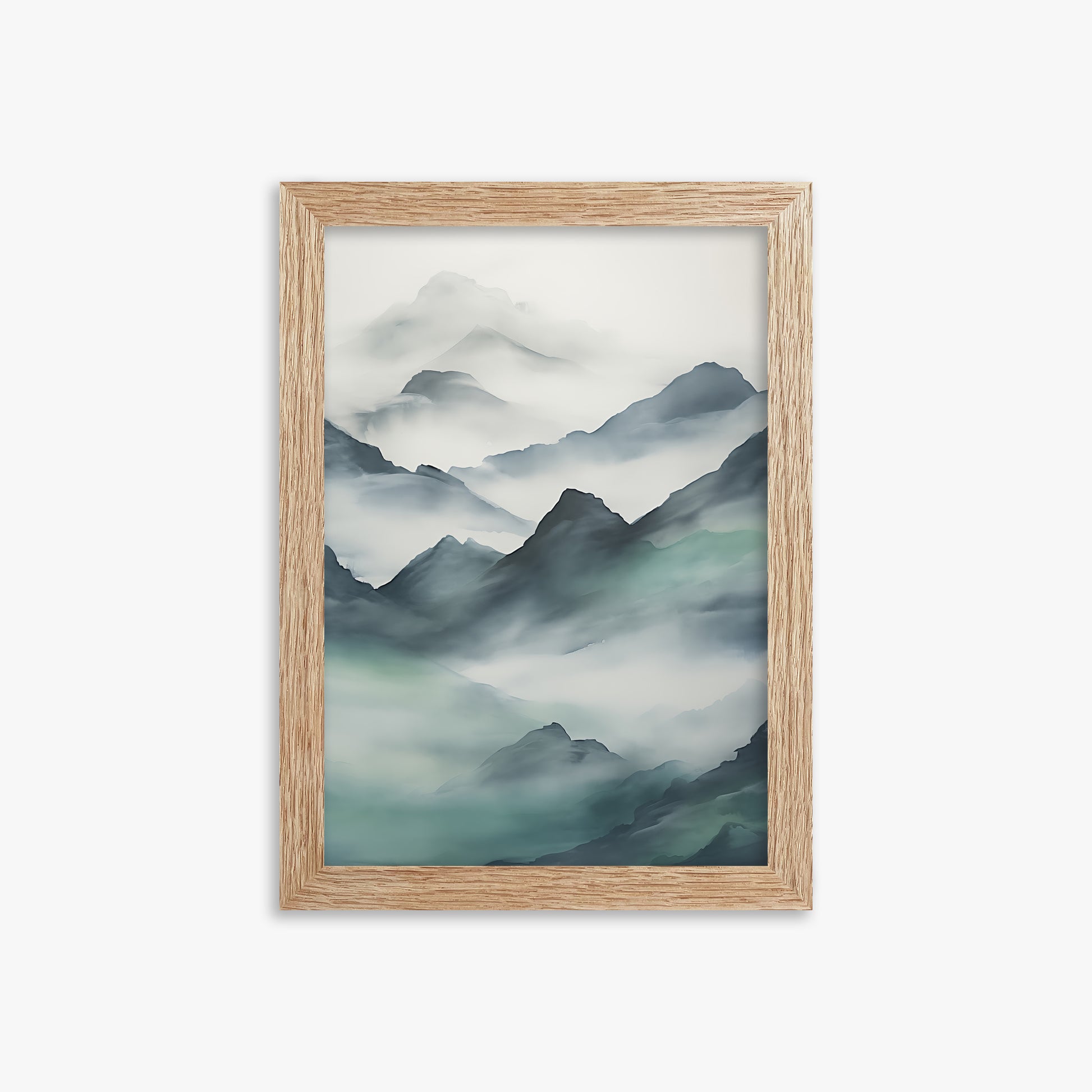Ethereal Peaks, 21x30cm Framed Art Reproduction With Raw Oak Frame