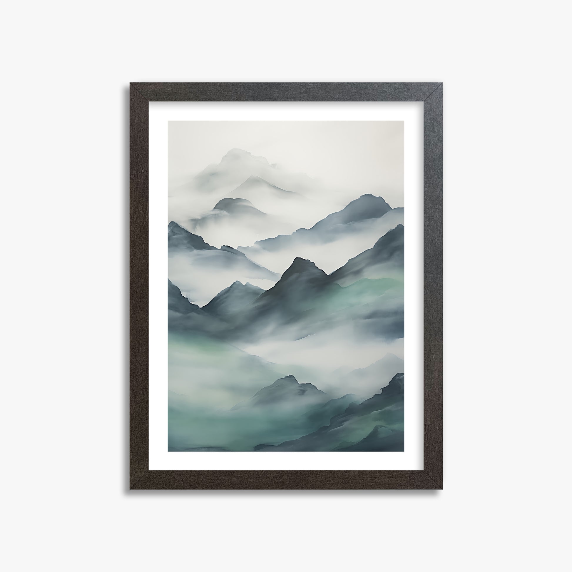 Ethereal Peaks, 30x40cm Framed Art Reproduction With Espresso Frame