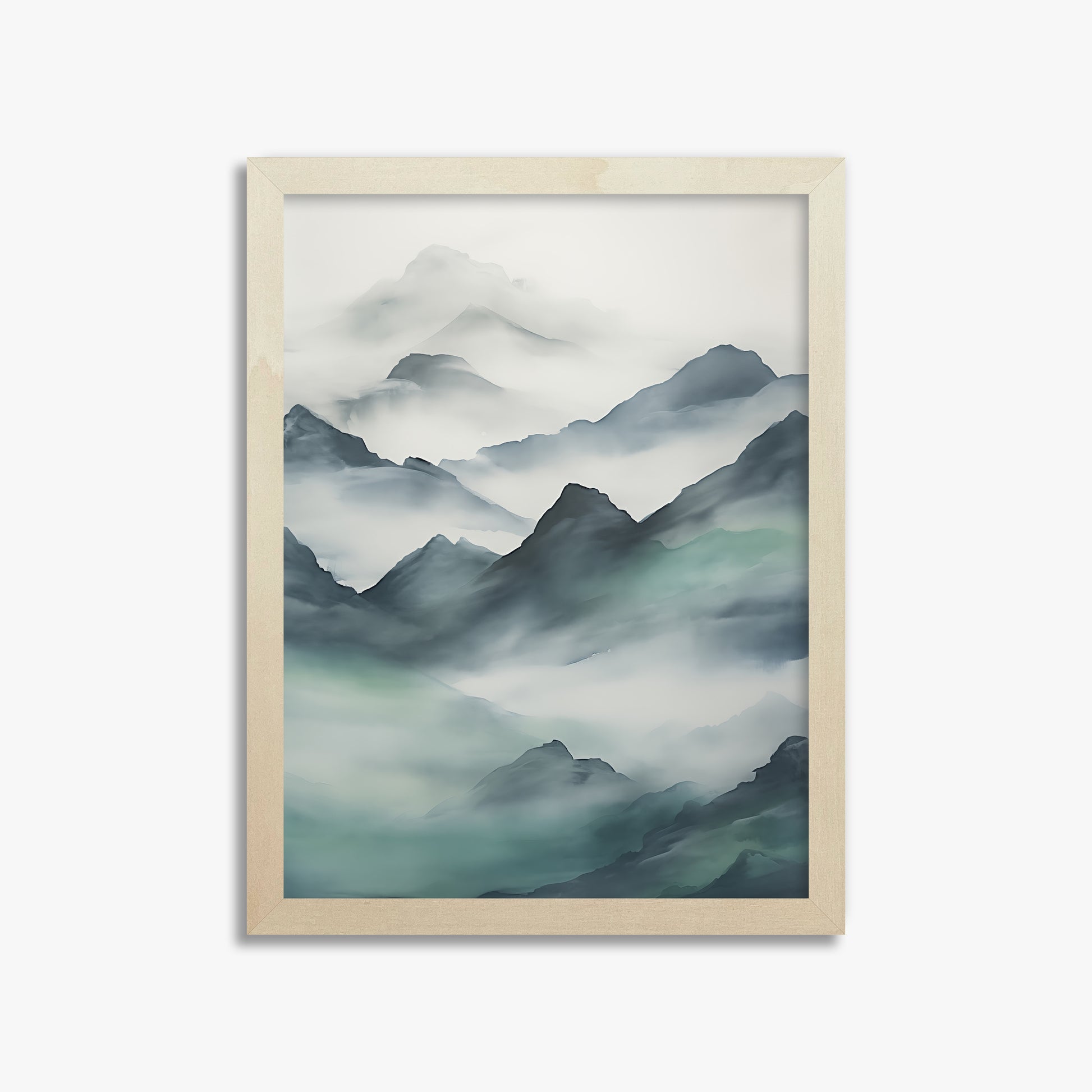 Ethereal Peaks, 30x40cm Framed Art Reproduction With Lime Wood Frame