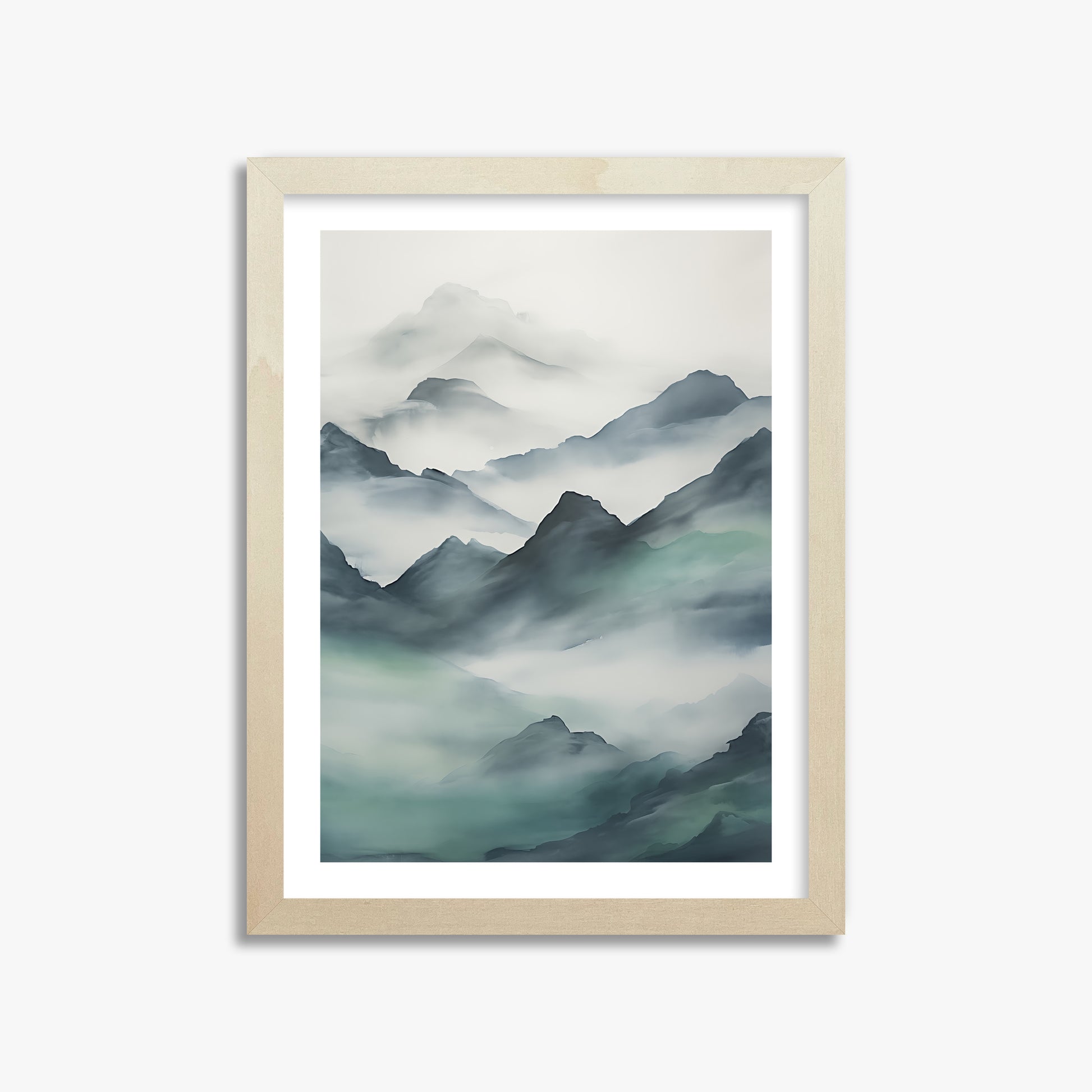 Ethereal Peaks, 30x40cm Framed Art Reproduction With Lime Wood Frame