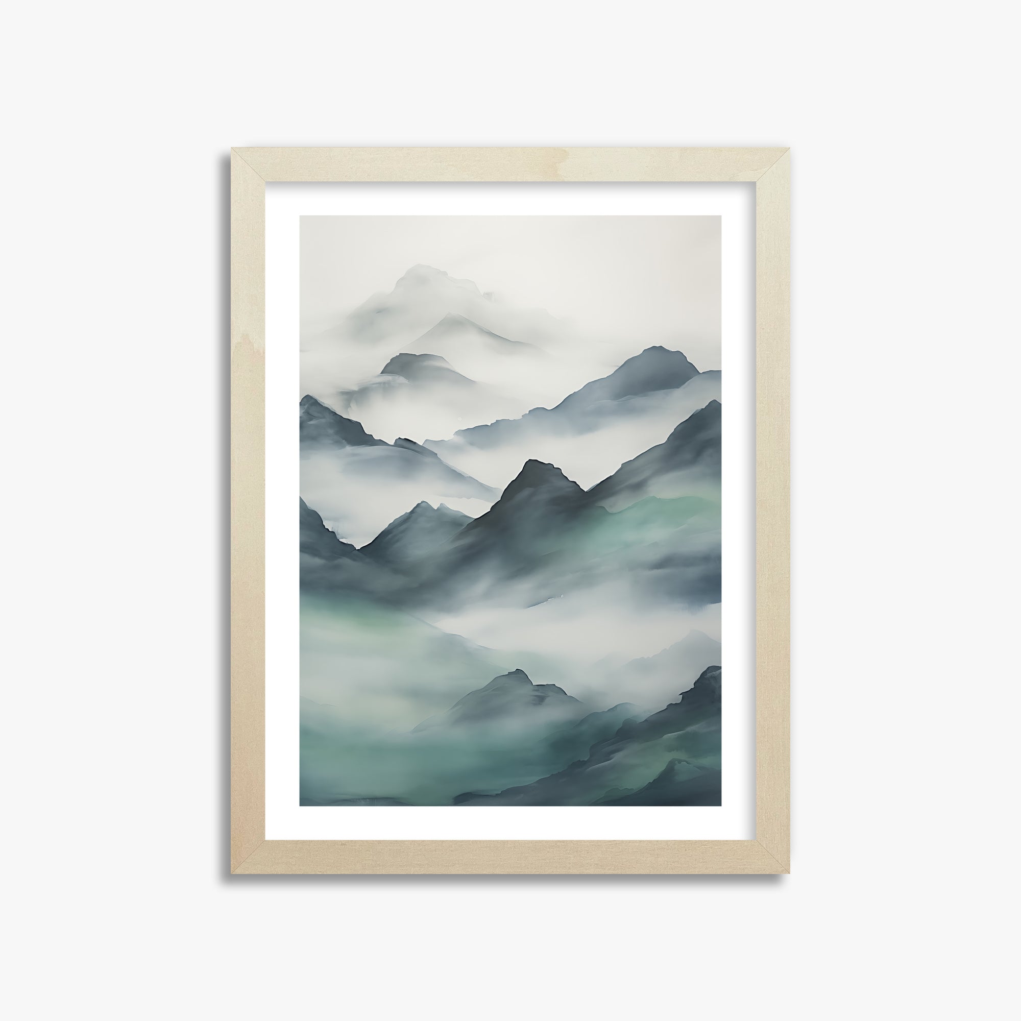 Ethereal Peaks, 30x40cm Framed Art Reproduction With Lime Wood Frame