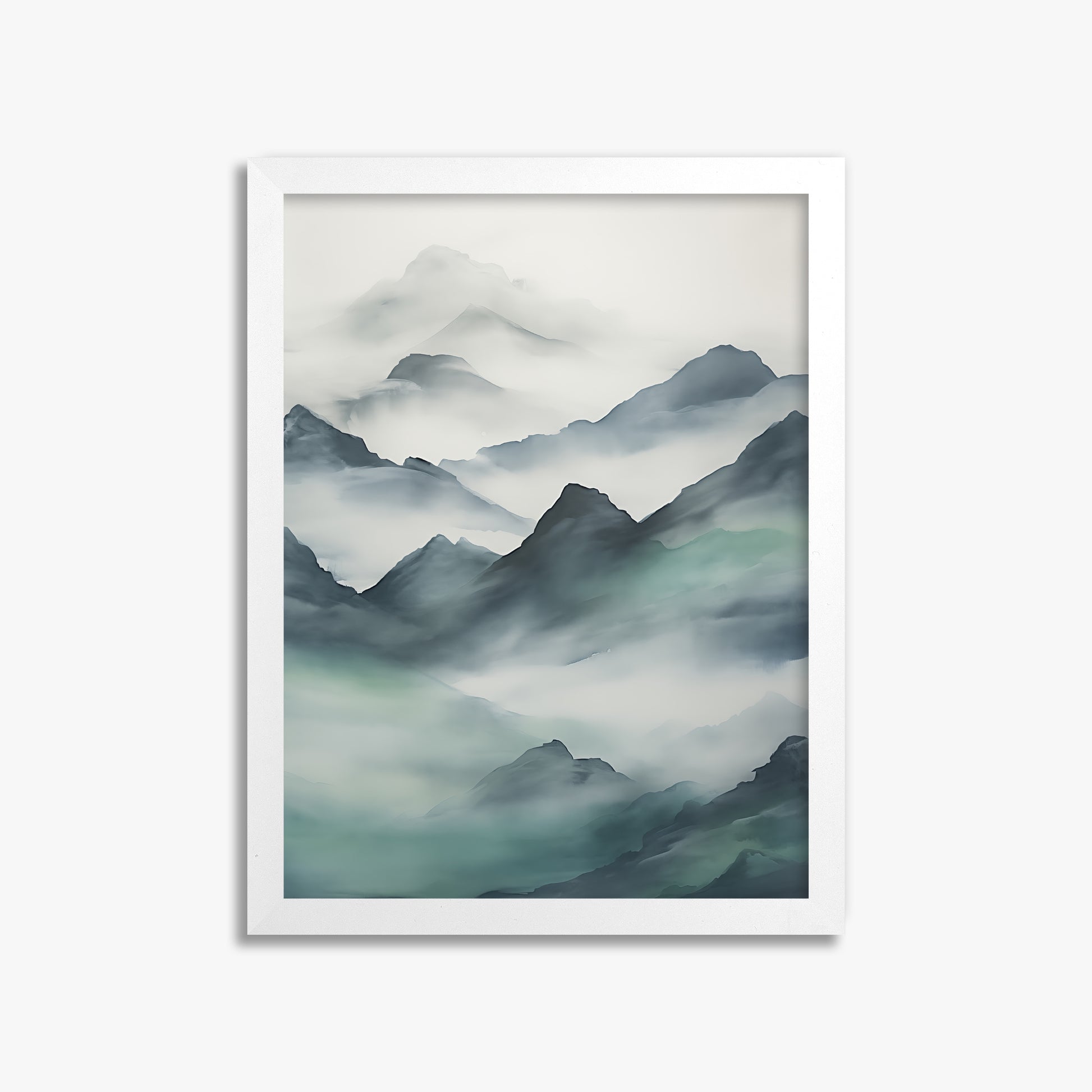 Ethereal Peaks, 30x40cm Framed Poster With White Frame