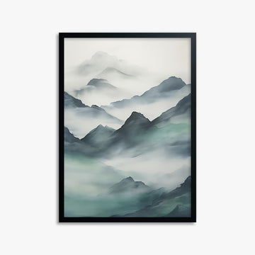 Ethereal Peaks, 50x70cm Framed Poster With Black Frame