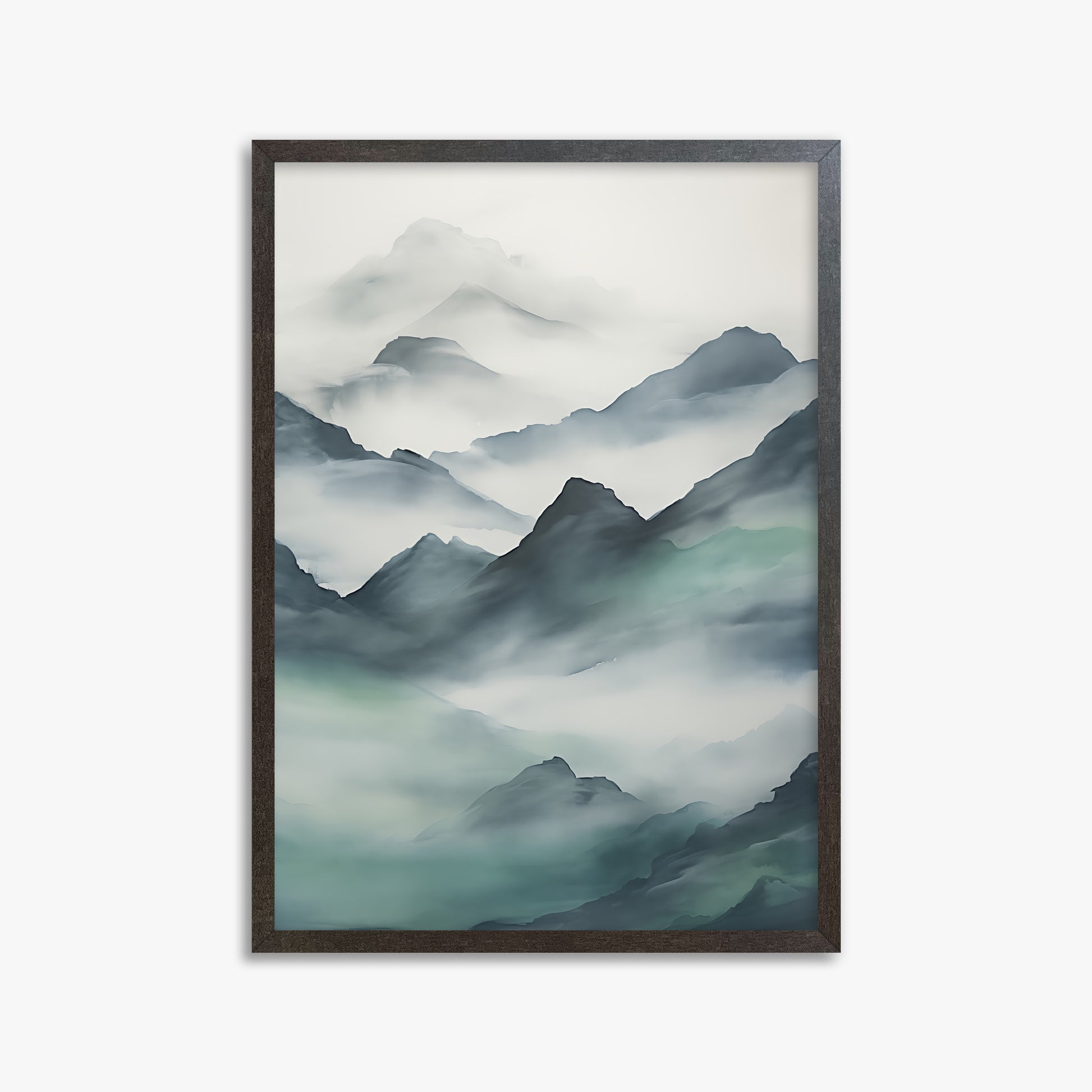 Ethereal Peaks, 50x70cm Framed Art Reproduction With Espresso Frame