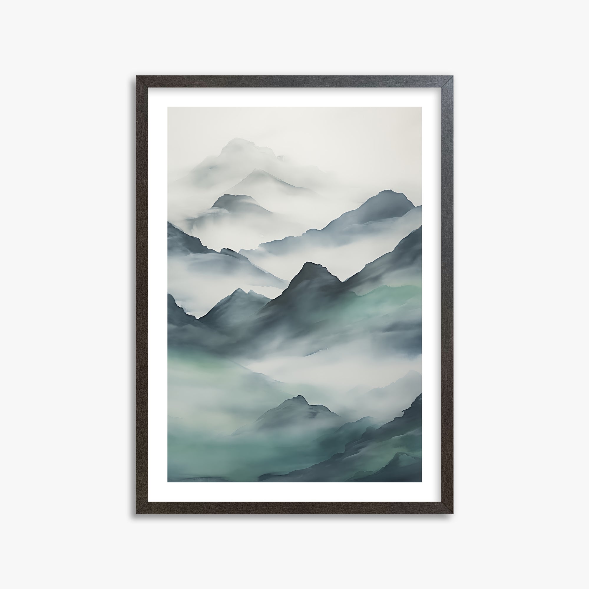 Ethereal Peaks, 50x70cm Framed Art Reproduction With Espresso Frame