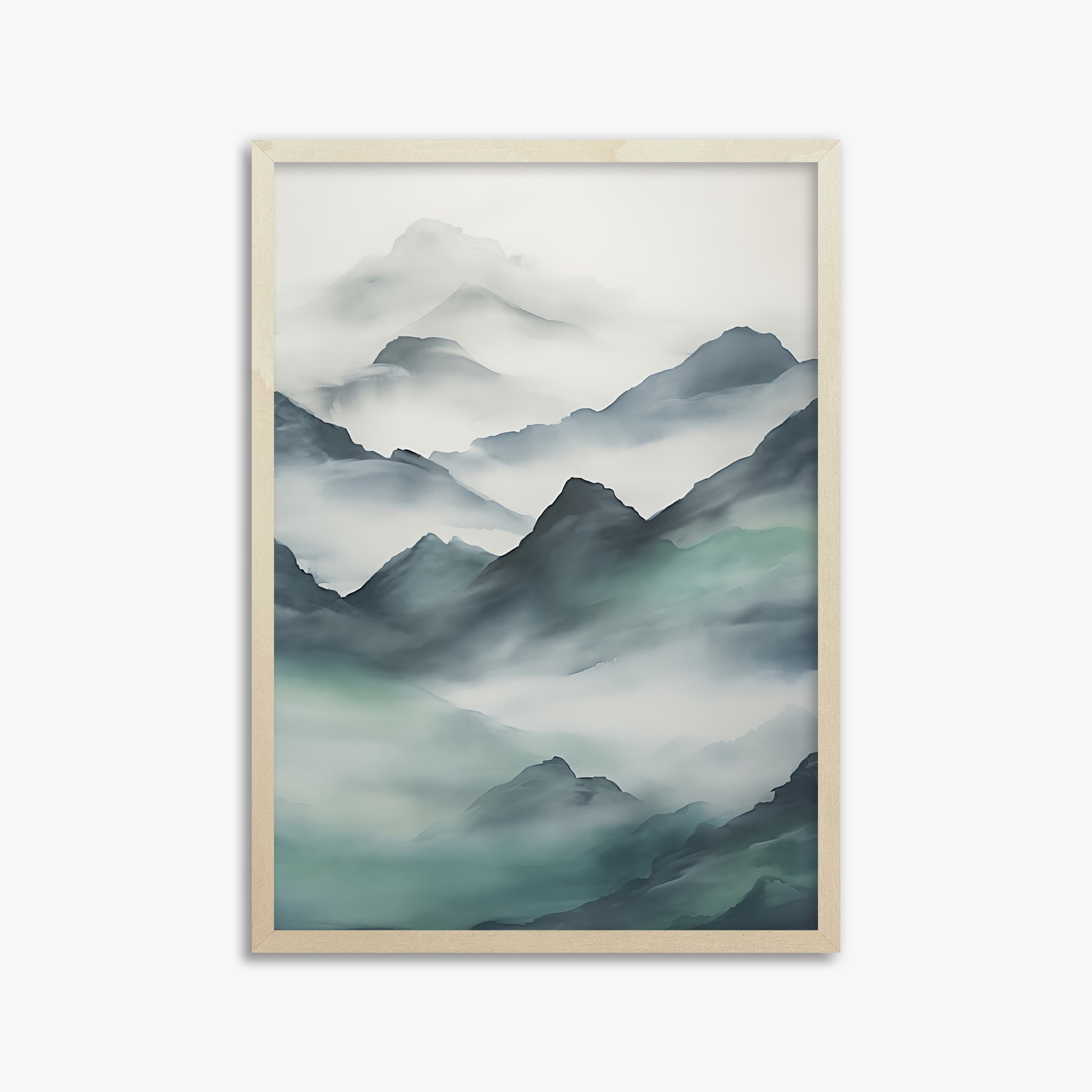 Ethereal Peaks, 50x70cm Framed Art Reproduction With Lime Wood Frame
