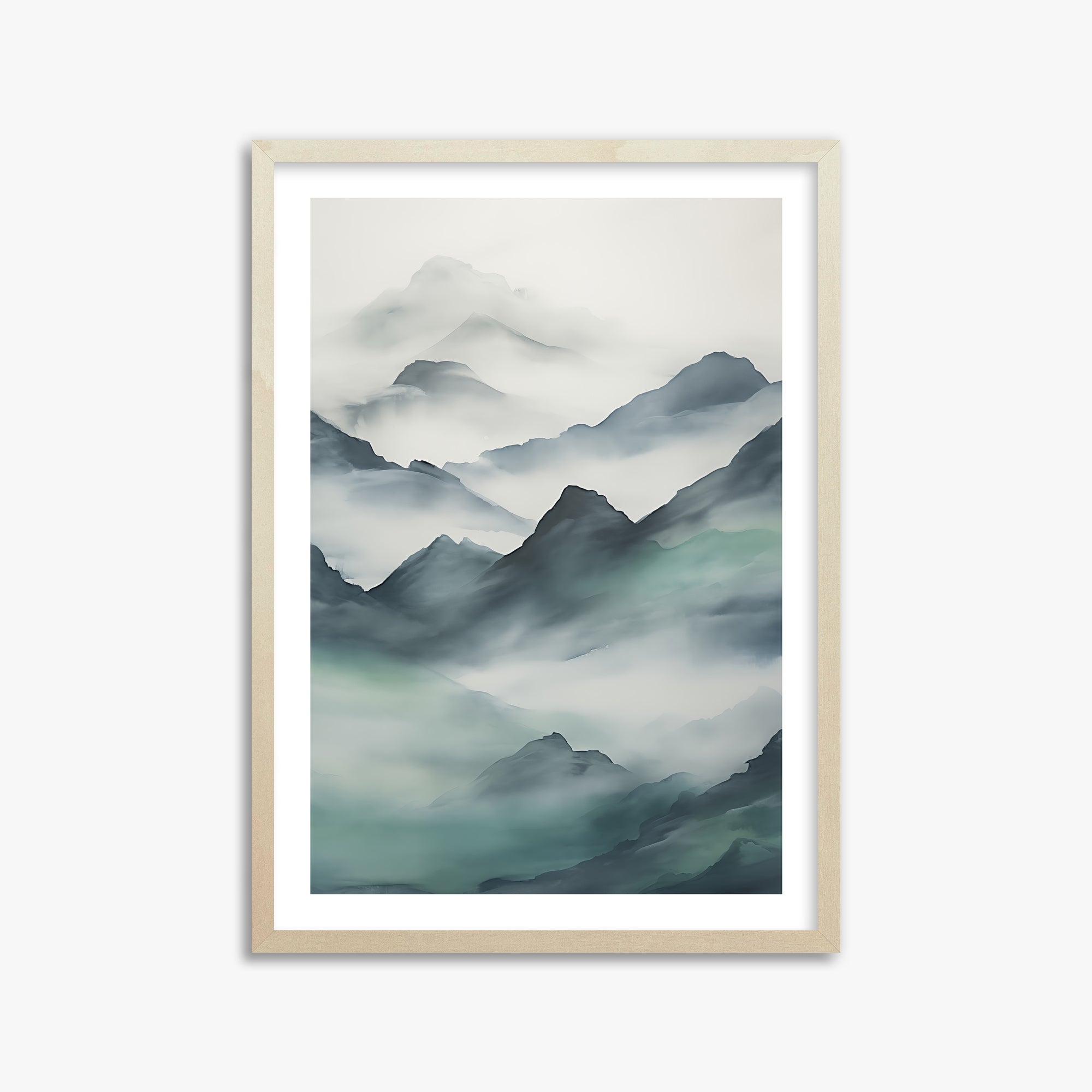 Ethereal Peaks, 50x70cm Framed Art Reproduction With Lime Wood Frame