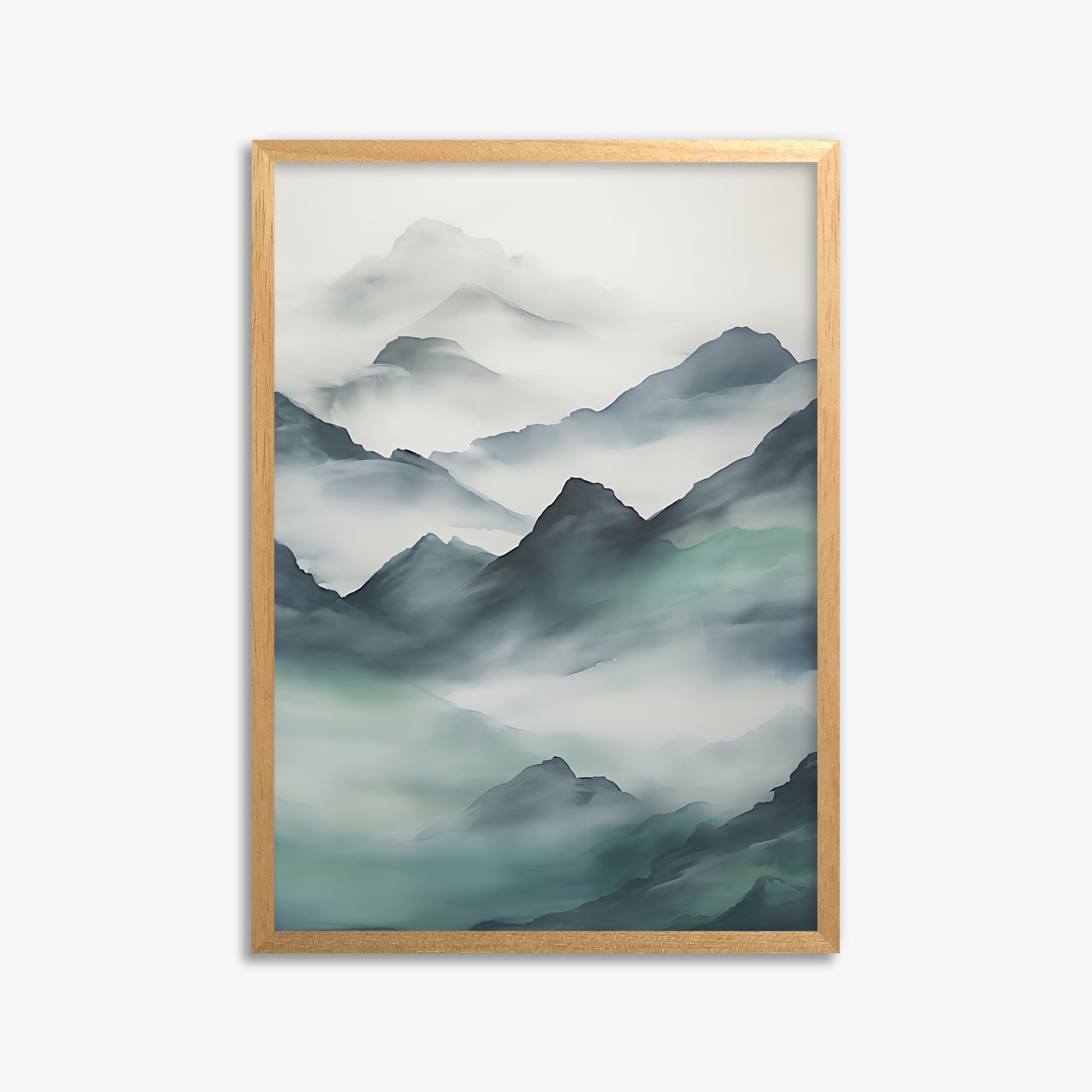 Ethereal Peaks, 50x70cm Framed Poster With Oak Frame