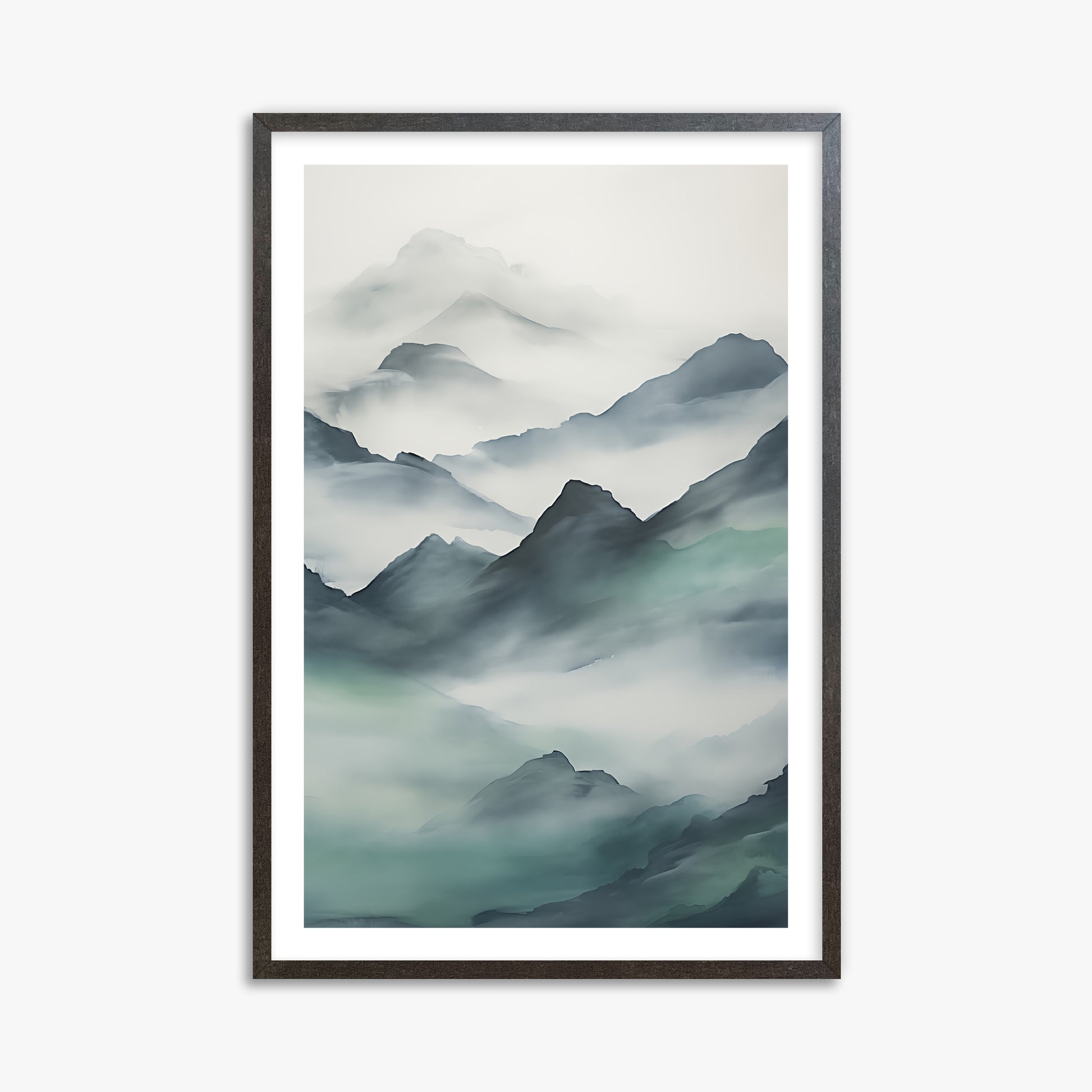 Ethereal Peaks, 61x91cm Framed Art Reproduction With Espresso Frame