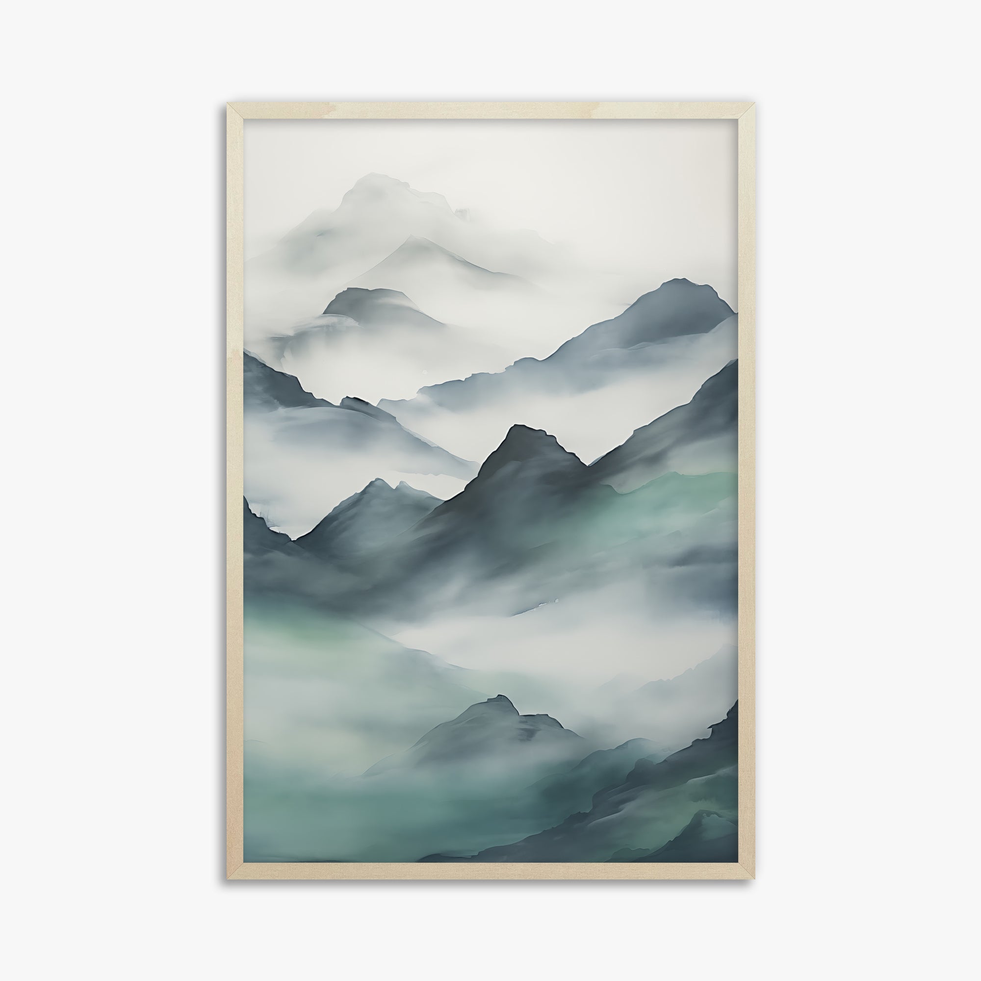 Ethereal Peaks, 61x91cm Framed Art Reproduction With Lime Wood Frame