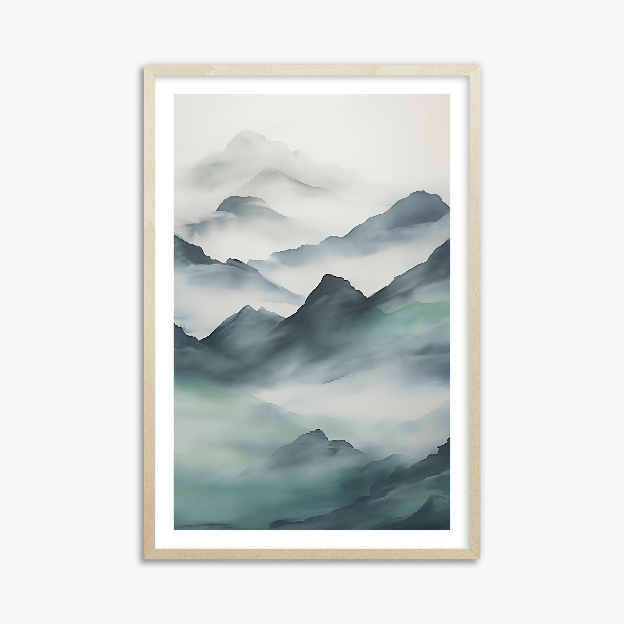 Ethereal Peaks, 61x91cm Framed Art Reproduction With Lime Wood Frame