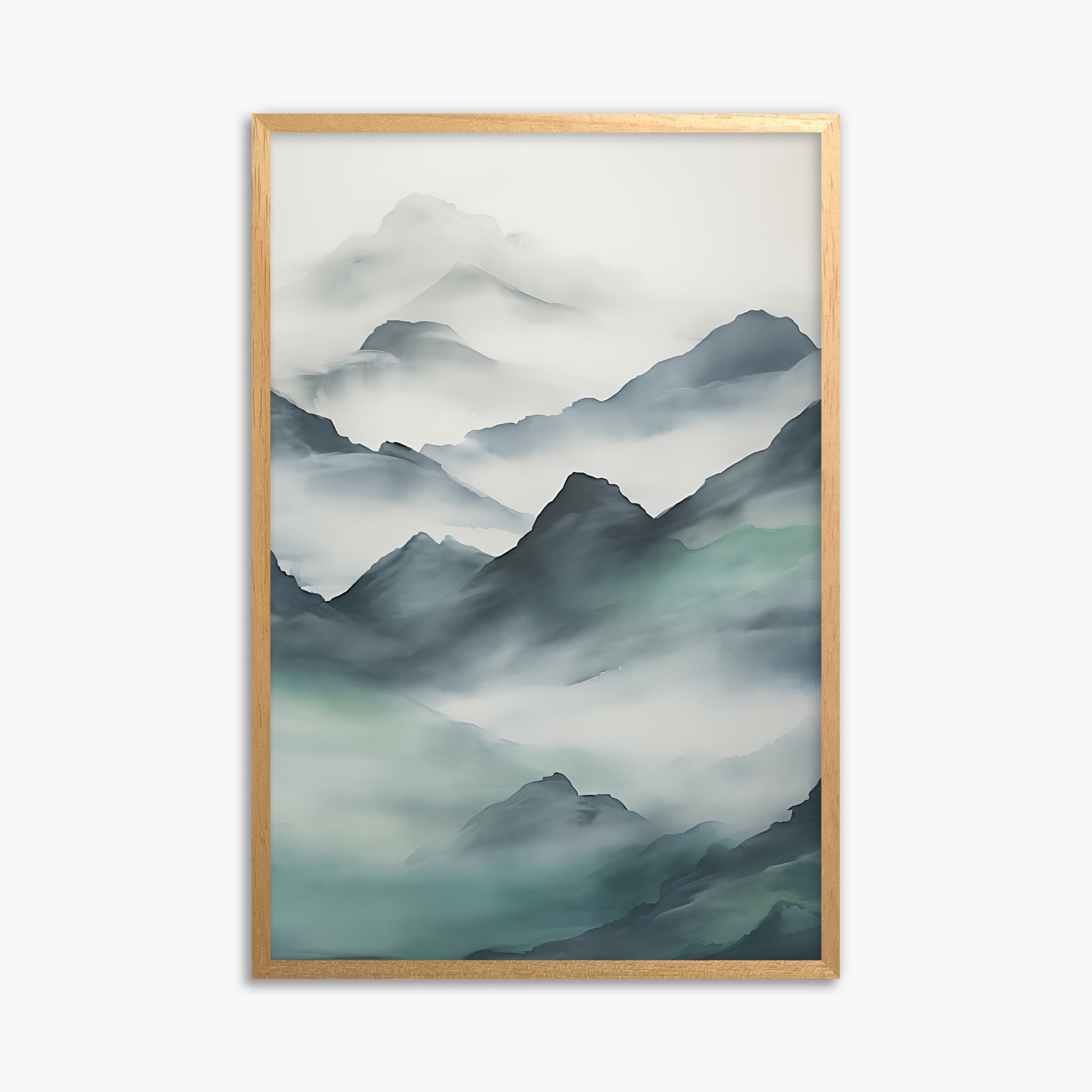 Ethereal Peaks, 61x91cm Framed Poster With Oak Frame