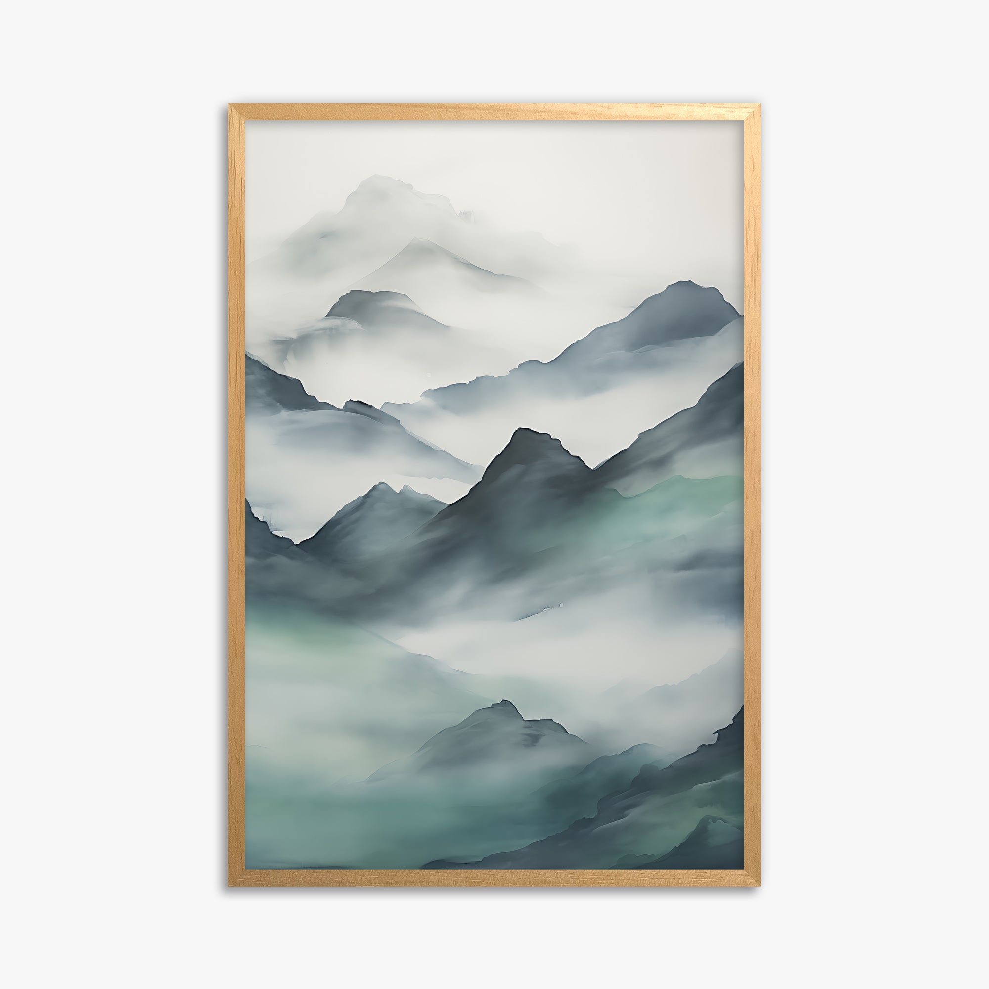 Ethereal Peaks, 61x91cm Framed Poster With Oak Frame