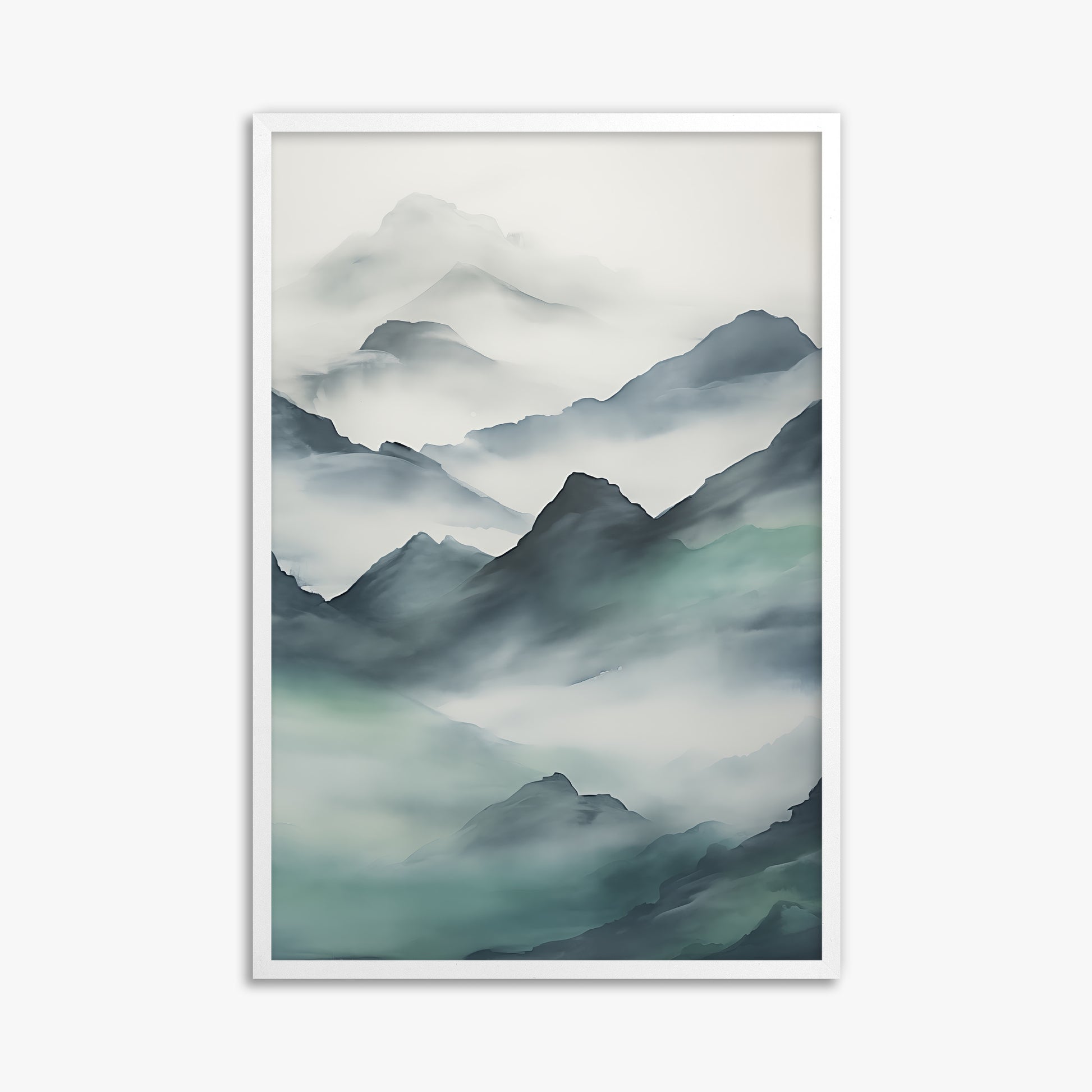 Ethereal Peaks, 61x91cm Framed Poster With White Frame